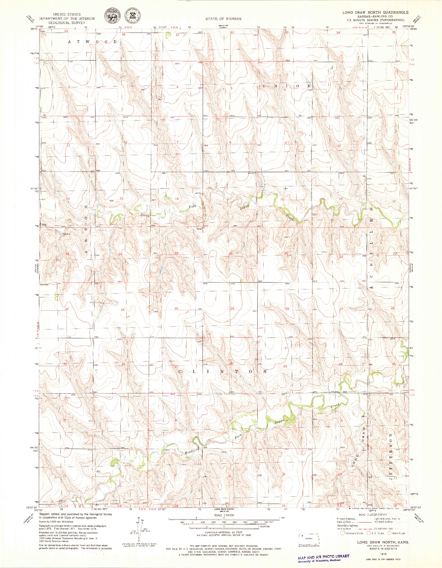 USGS 1:24000-SCALE QUADRANGLE FOR LONG DRAW NORTH, KS 1978