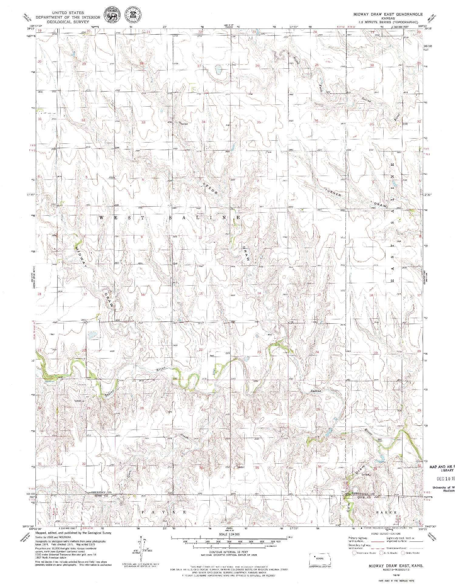 USGS 1:24000-SCALE QUADRANGLE FOR MIDWAY DRAW EAST, KS 1979