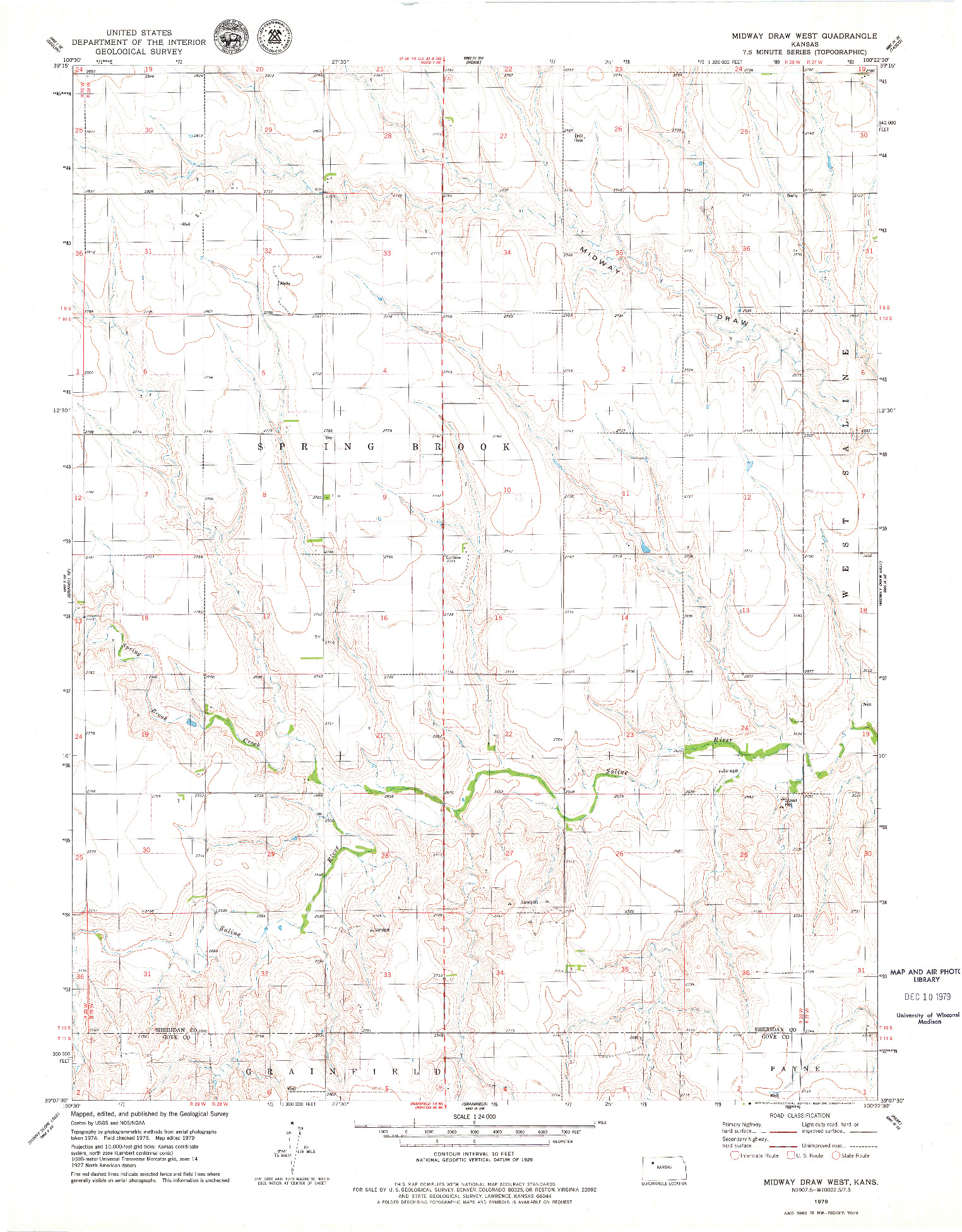 USGS 1:24000-SCALE QUADRANGLE FOR MIDWAY DRAW WEST, KS 1979