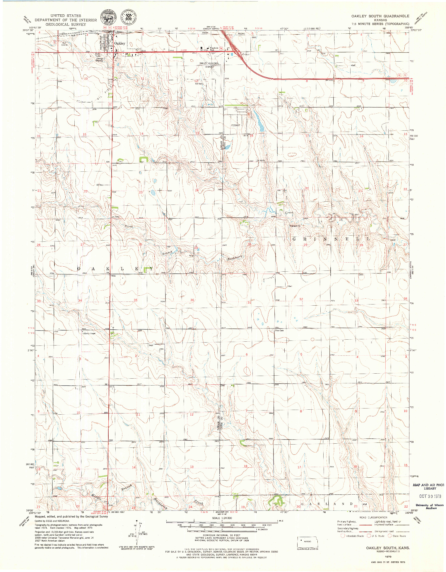 USGS 1:24000-SCALE QUADRANGLE FOR OAKLEY SOUTH, KS 1979
