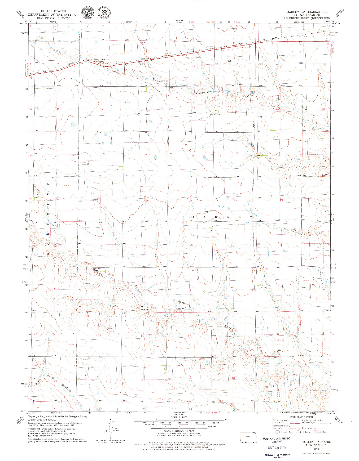 USGS 1:24000-SCALE QUADRANGLE FOR OAKLEY SW, KS 1979