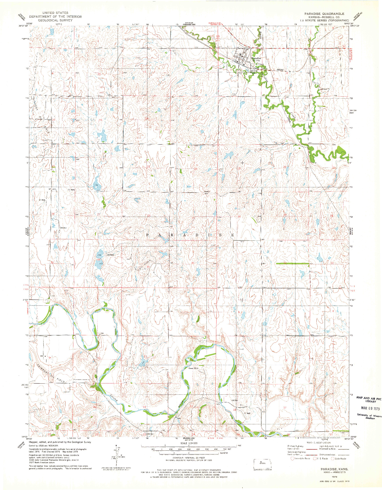 USGS 1:24000-SCALE QUADRANGLE FOR PARADISE, KS 1978