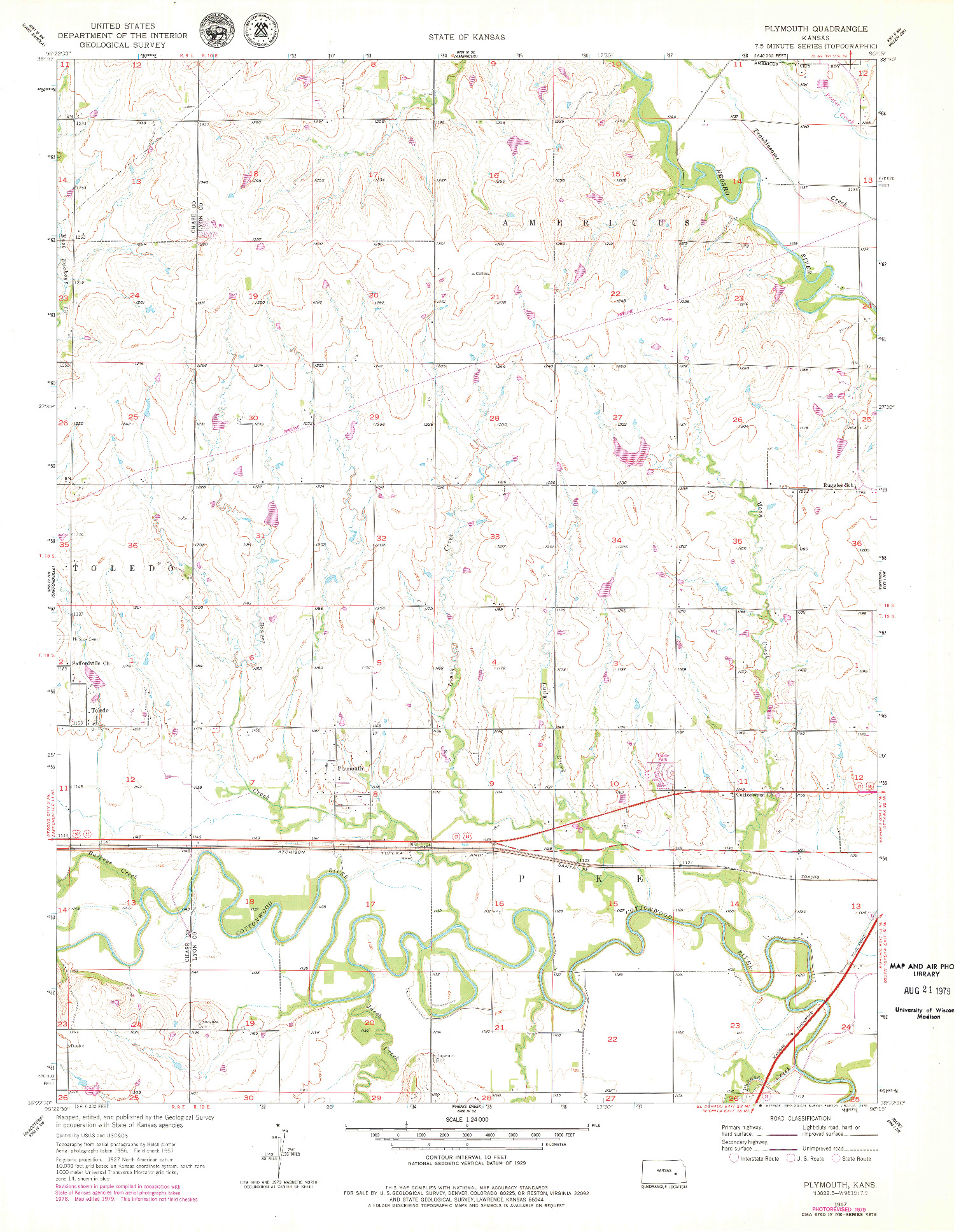 USGS 1:24000-SCALE QUADRANGLE FOR PLYMOUTH, KS 1957