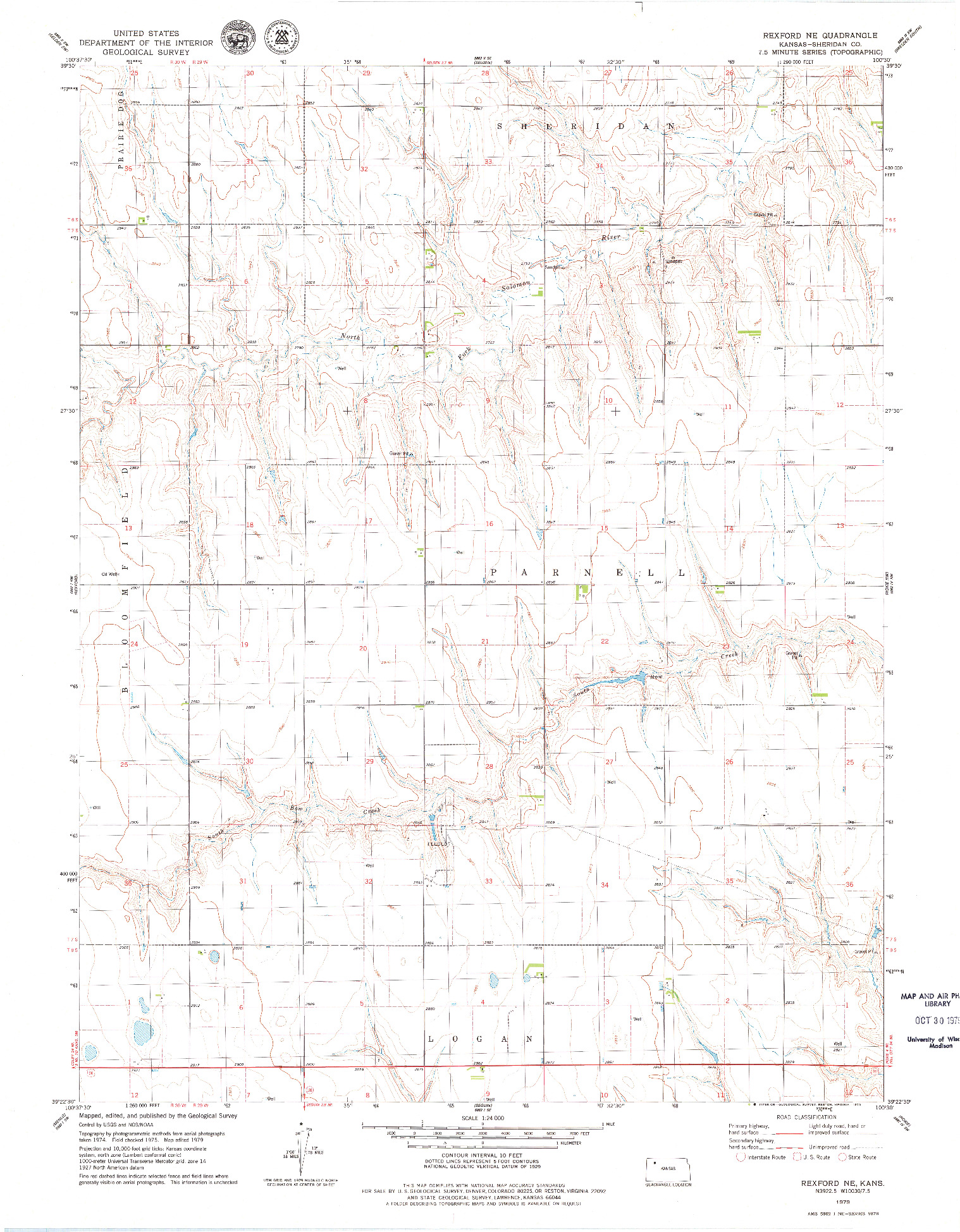 USGS 1:24000-SCALE QUADRANGLE FOR REXFORD NE, KS 1979