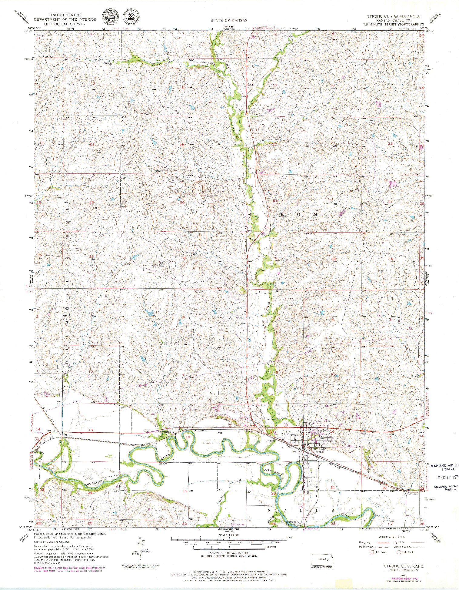 USGS 1:24000-SCALE QUADRANGLE FOR STRONG CITY, KS 1957