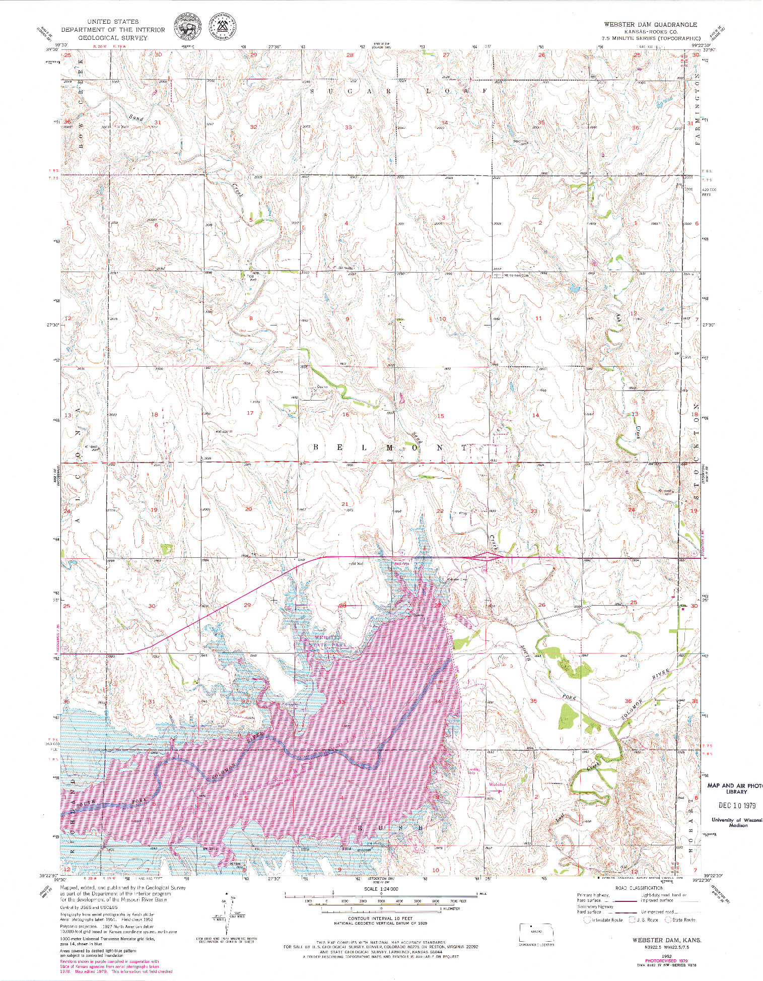 USGS 1:24000-SCALE QUADRANGLE FOR WEBSTER DAM, KS 1952