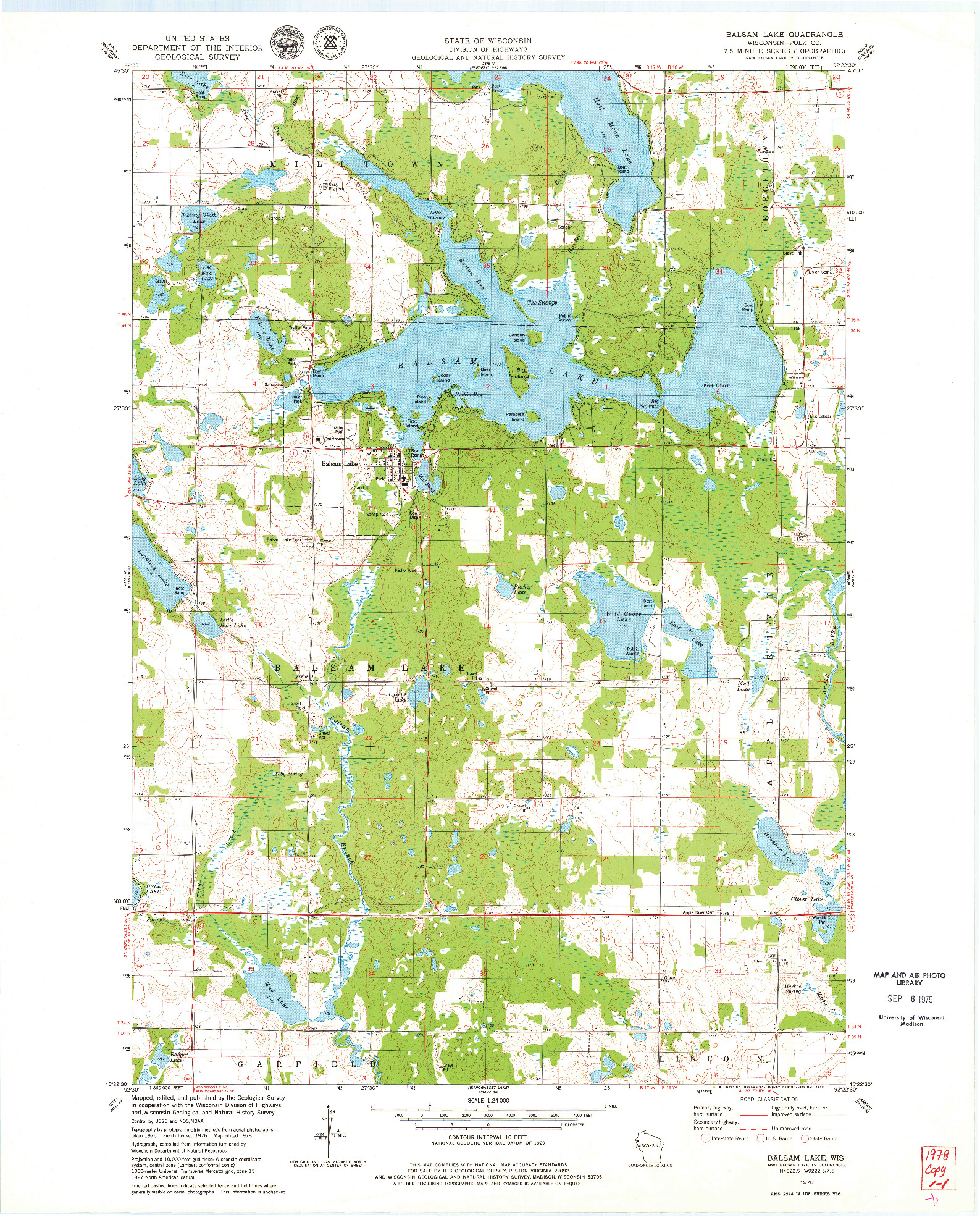 USGS 1:24000-SCALE QUADRANGLE FOR BALSAM LAKE, WI 1978