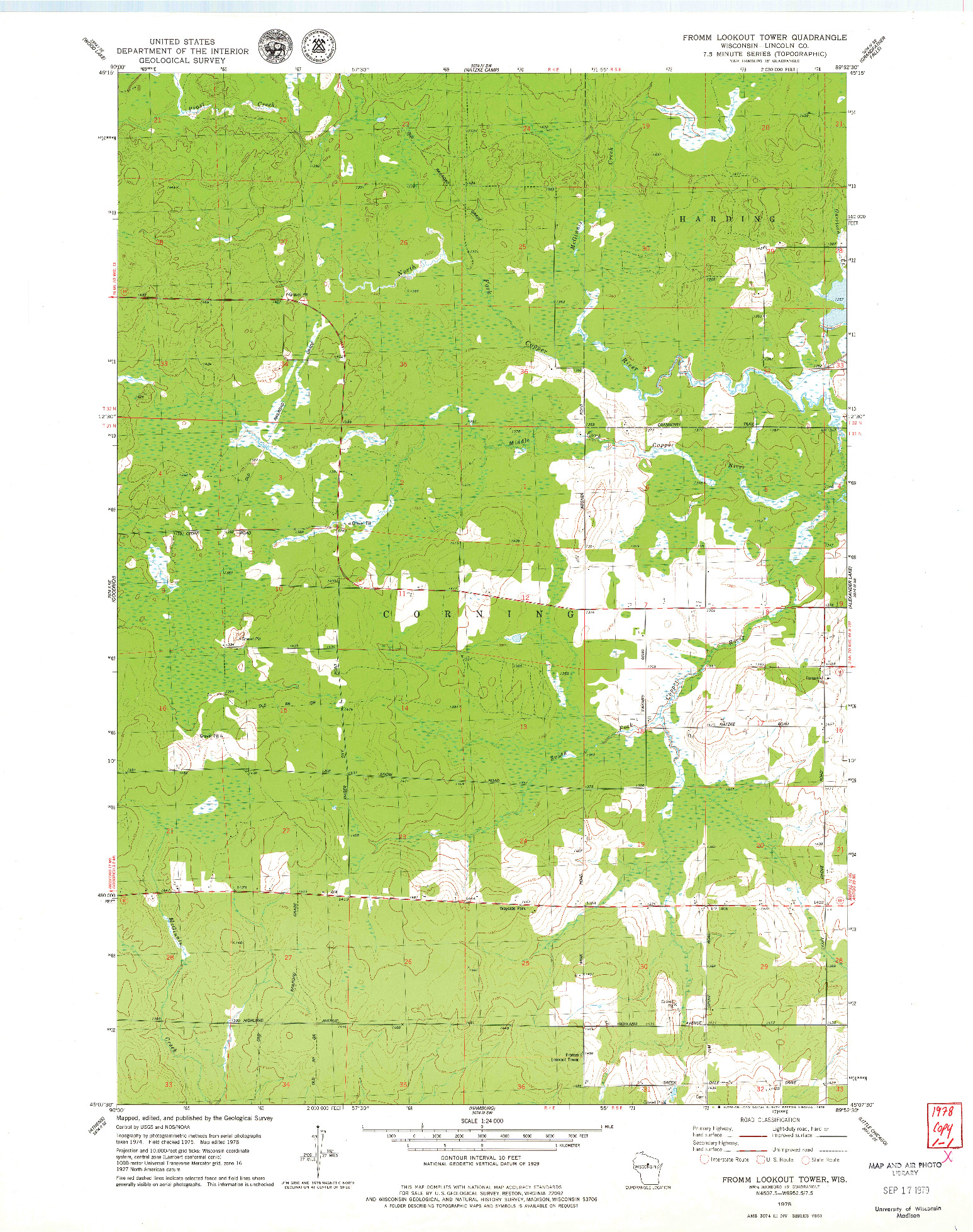 USGS 1:24000-SCALE QUADRANGLE FOR FROMM LOOKOUT TOWER, WI 1978