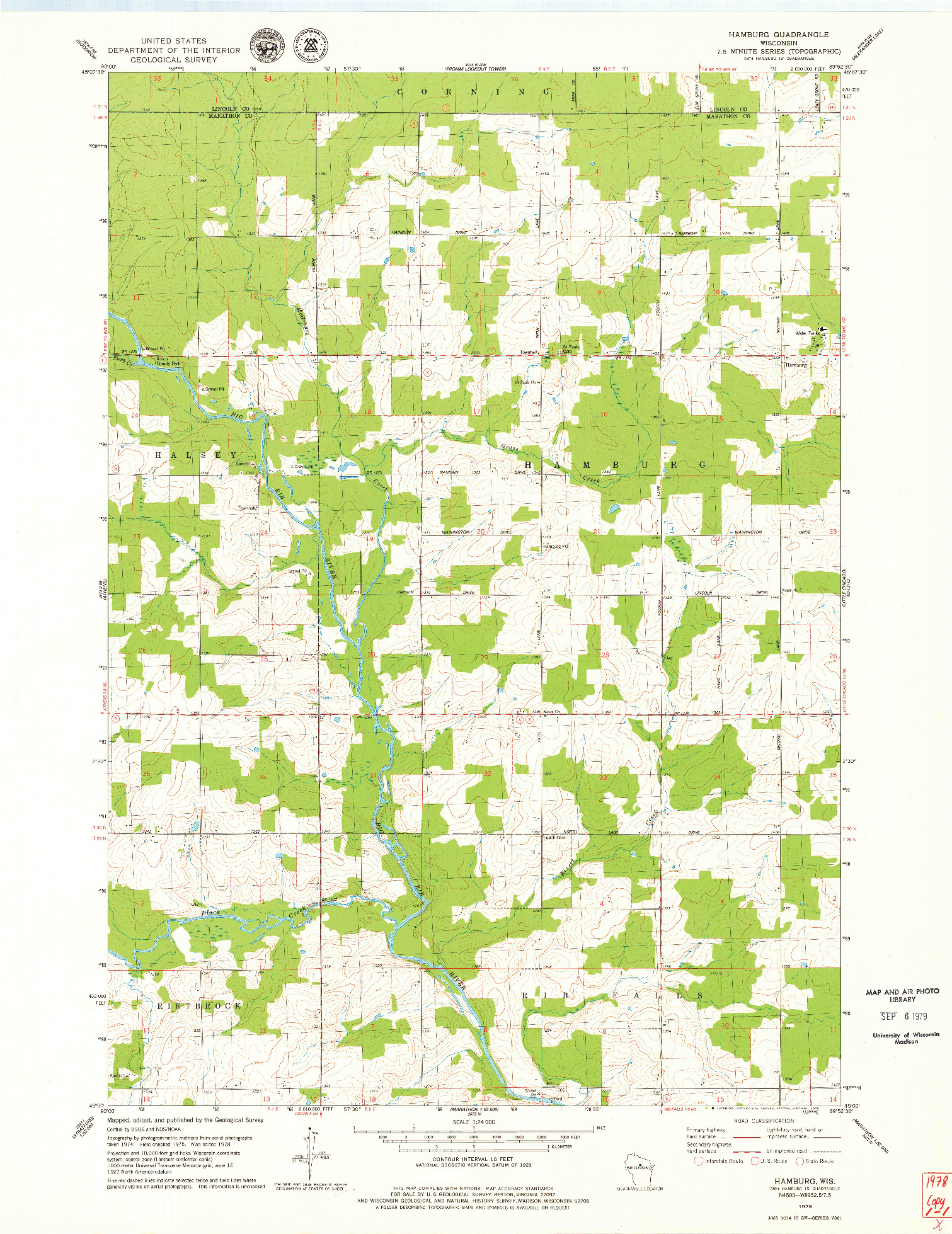 USGS 1:24000-SCALE QUADRANGLE FOR HAMBURG, WI 1978