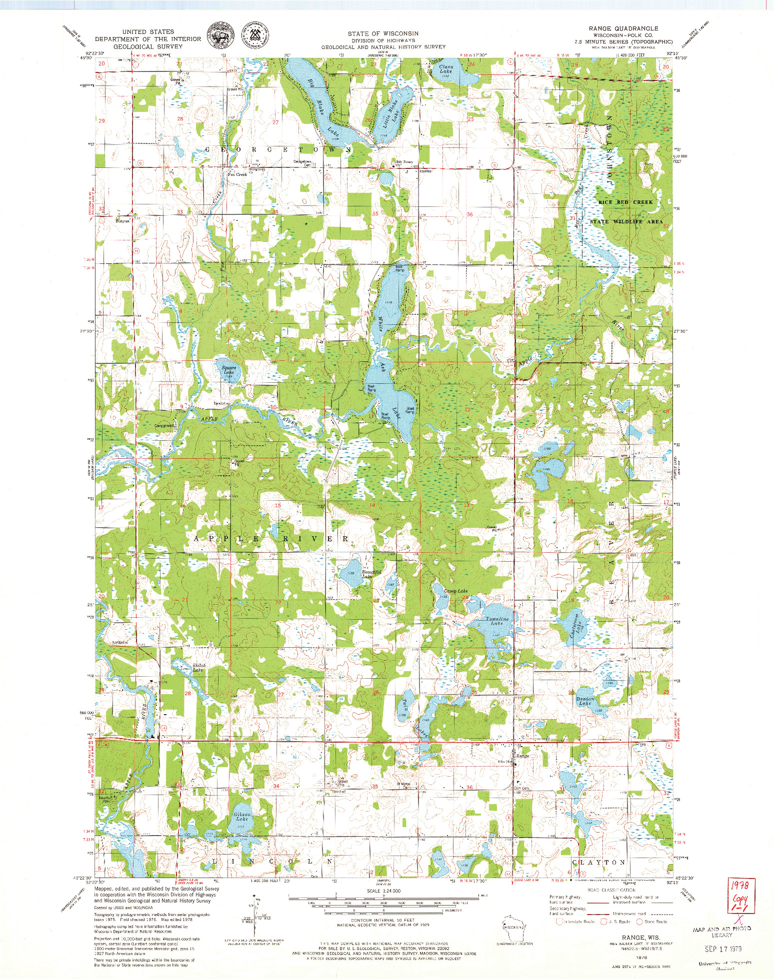 USGS 1:24000-SCALE QUADRANGLE FOR RANGE, WI 1978