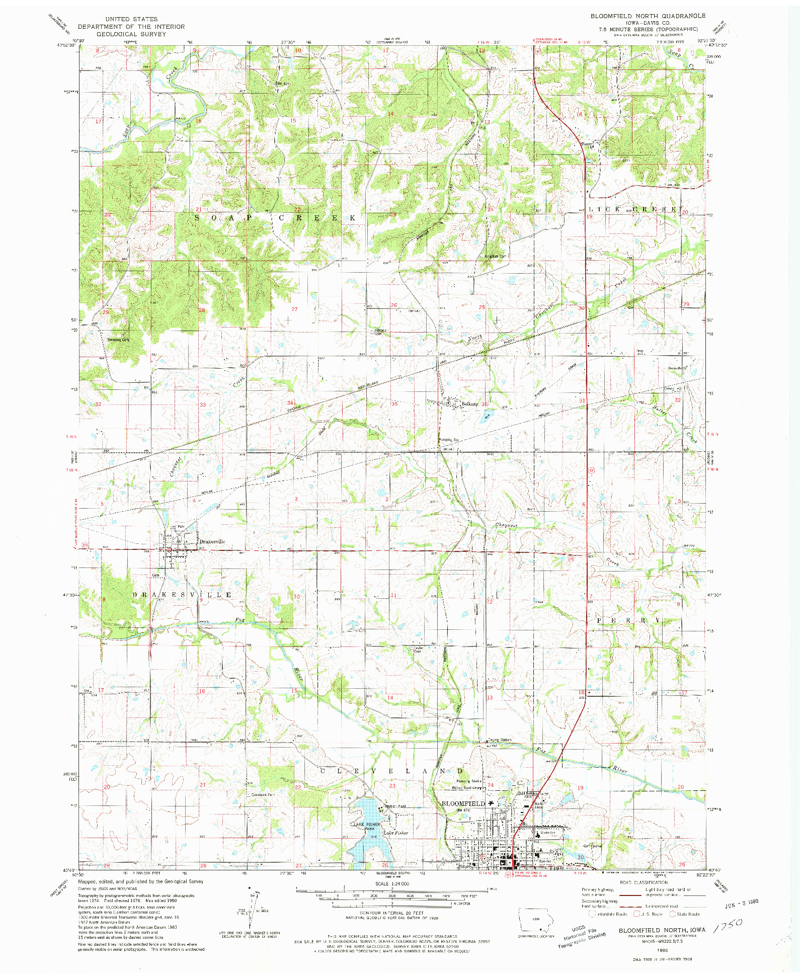 USGS 1:24000-SCALE QUADRANGLE FOR BLOOMFIELD NORTH, IA 1980