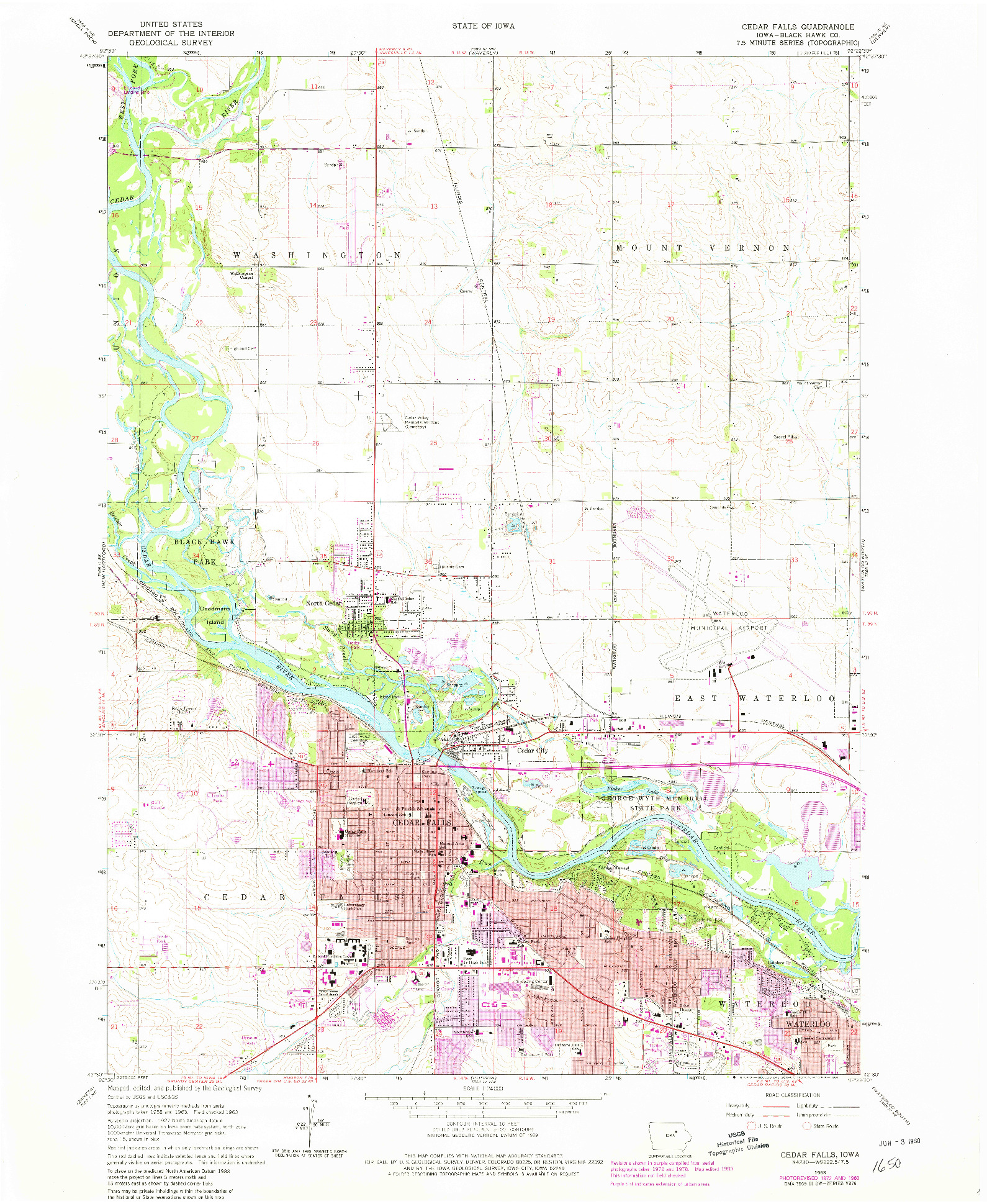 USGS 1:24000-SCALE QUADRANGLE FOR CEDAR FALLS, IA 1963