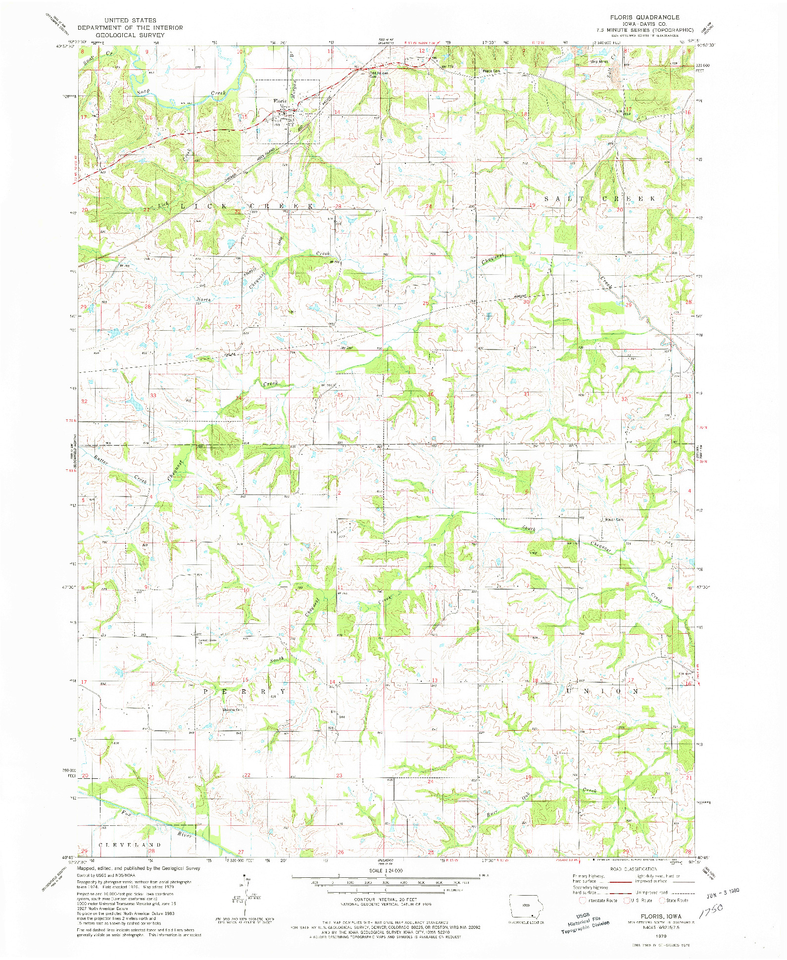 USGS 1:24000-SCALE QUADRANGLE FOR FLORIS, IA 1979