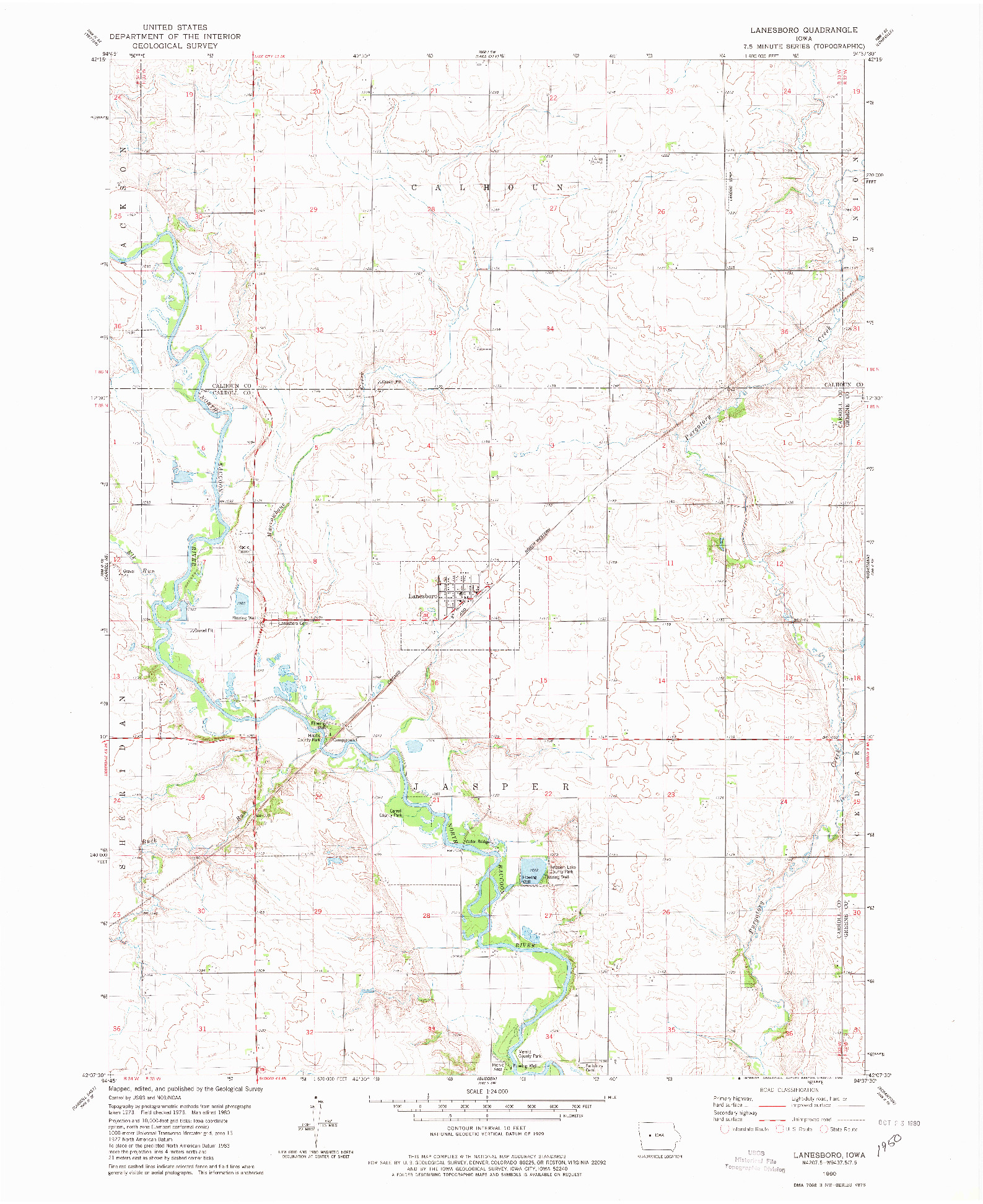 USGS 1:24000-SCALE QUADRANGLE FOR LANESBORO, IA 1980