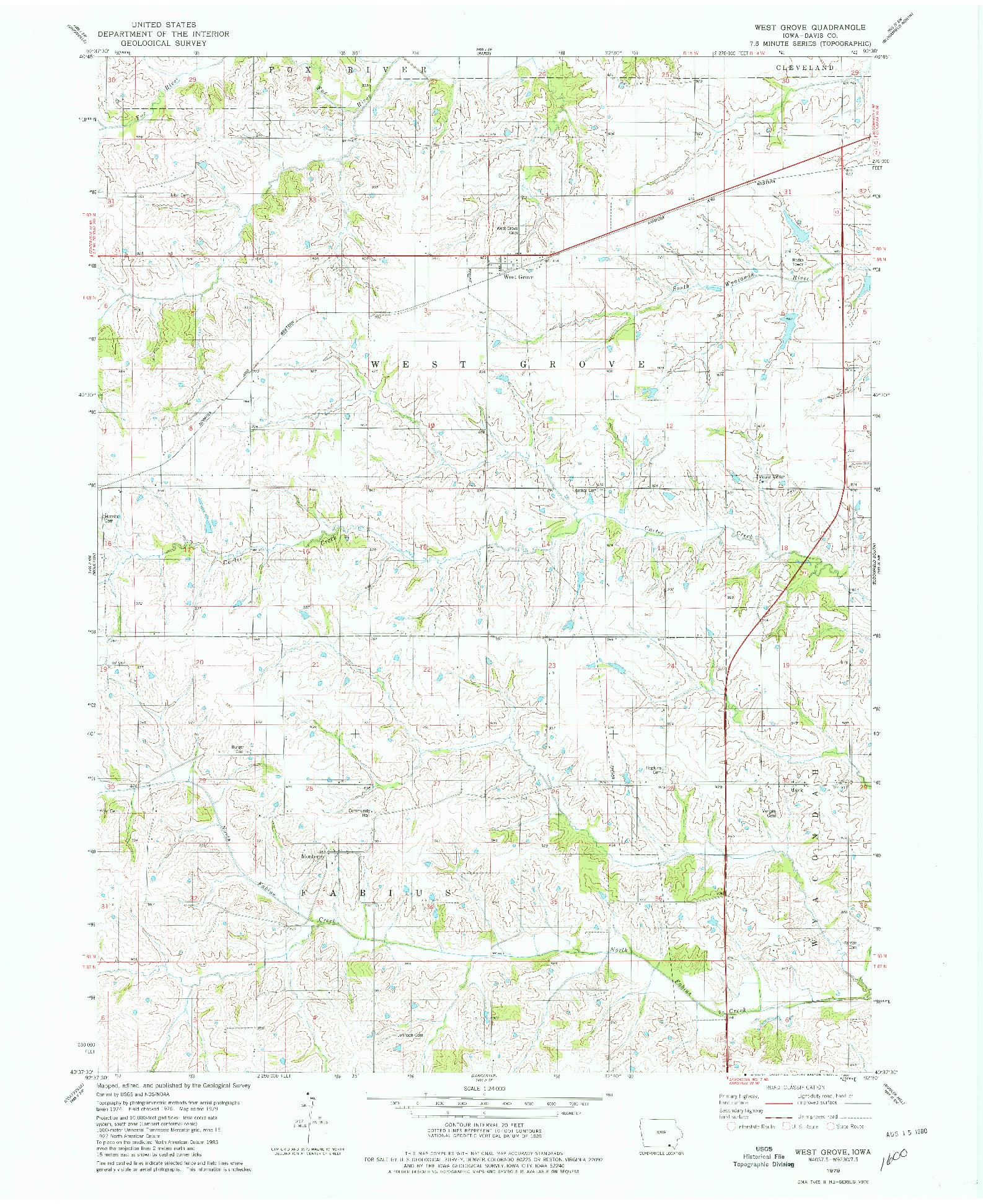 USGS 1:24000-SCALE QUADRANGLE FOR WEST GROVE, IA 1979