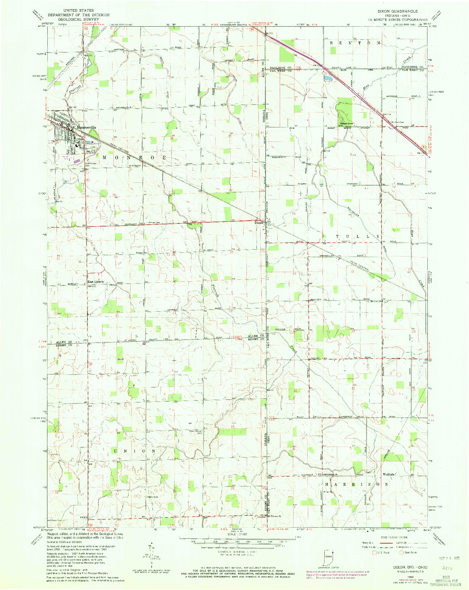 USGS 1:24000-SCALE QUADRANGLE FOR DIXON, IN 1960