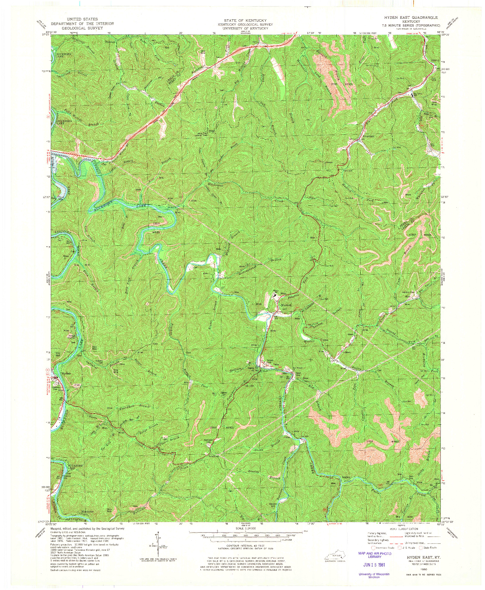 USGS 1:24000-SCALE QUADRANGLE FOR HYDEN EAST, KY 1980