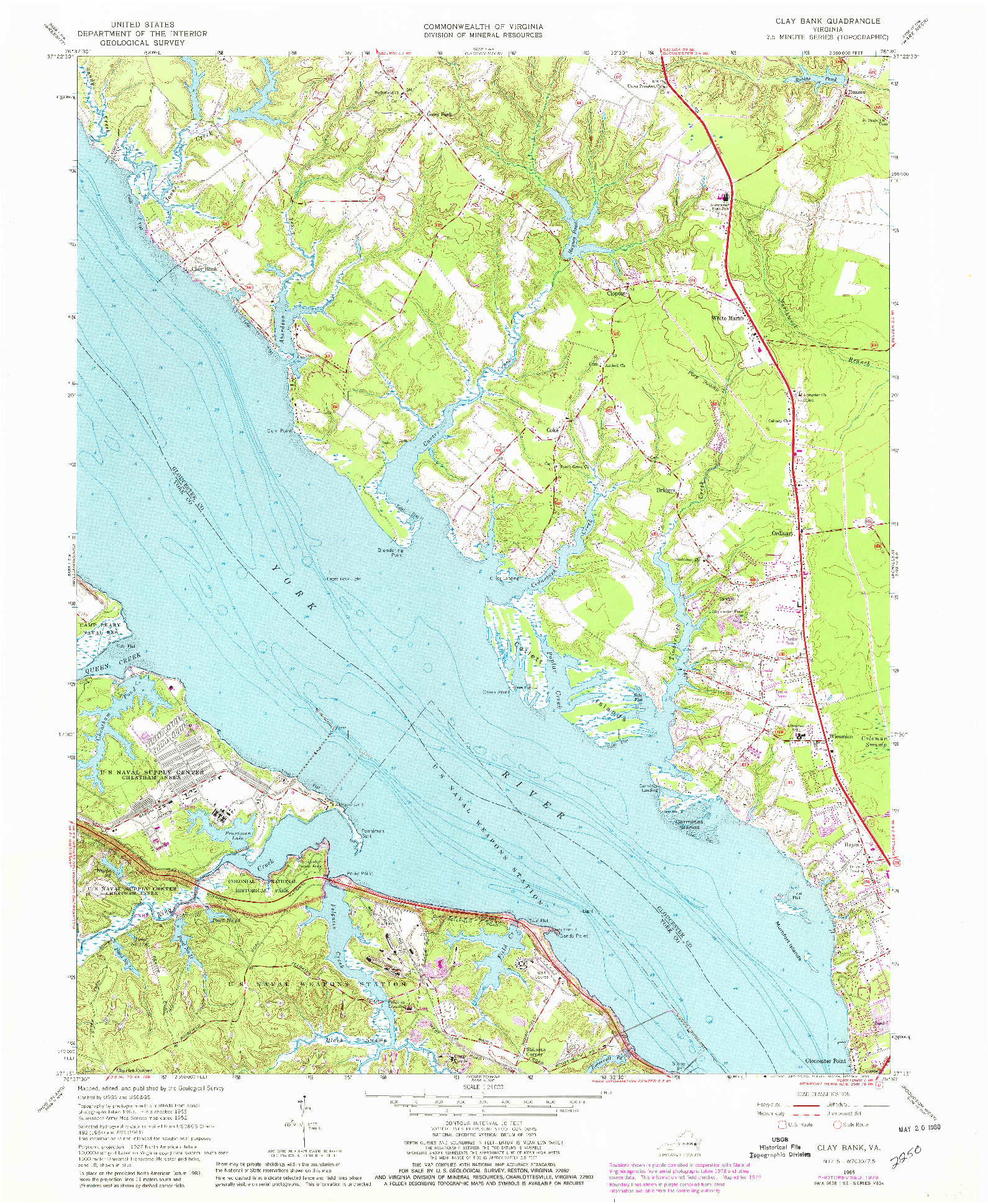 USGS 1:24000-SCALE QUADRANGLE FOR CLAY BANK, VA 1965