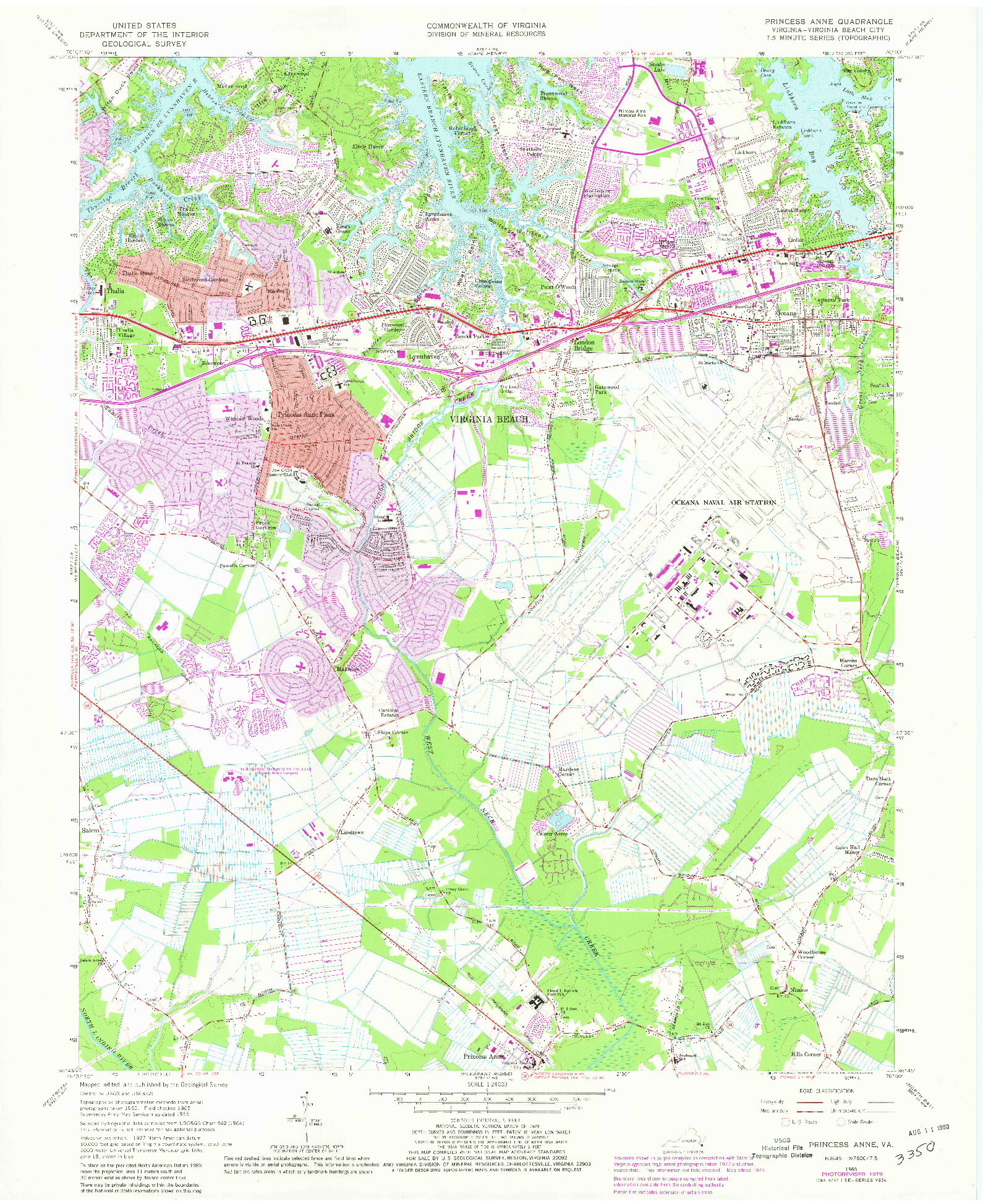 USGS 1:24000-SCALE QUADRANGLE FOR PRINCESS ANNE, VA 1965