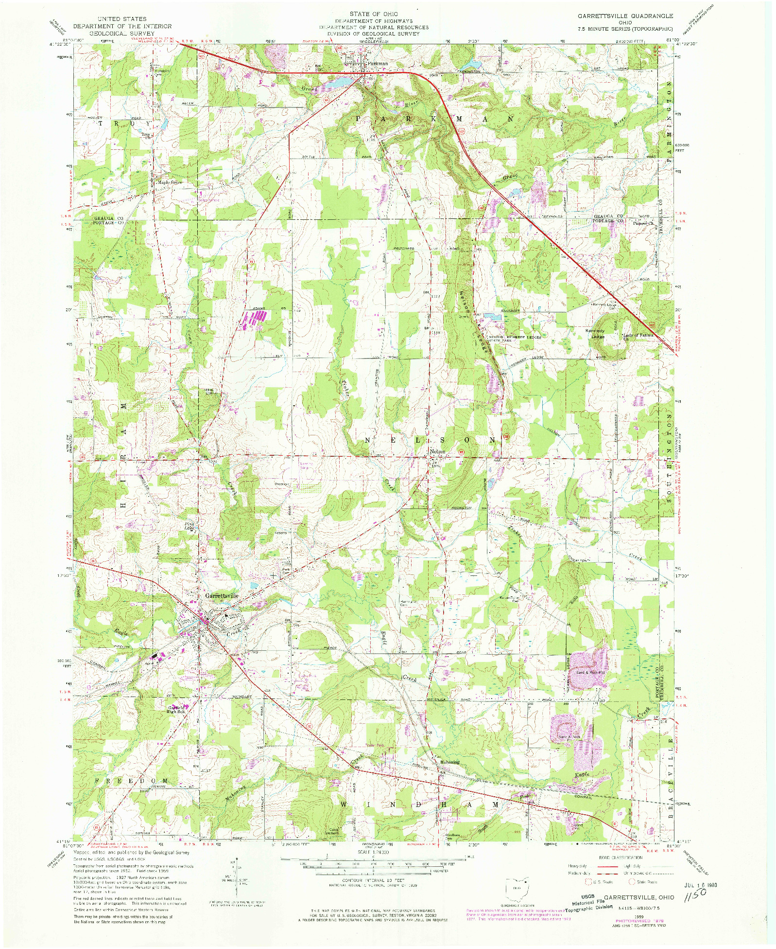 USGS 1:24000-SCALE QUADRANGLE FOR GARRETTSVILLE, OH 1959