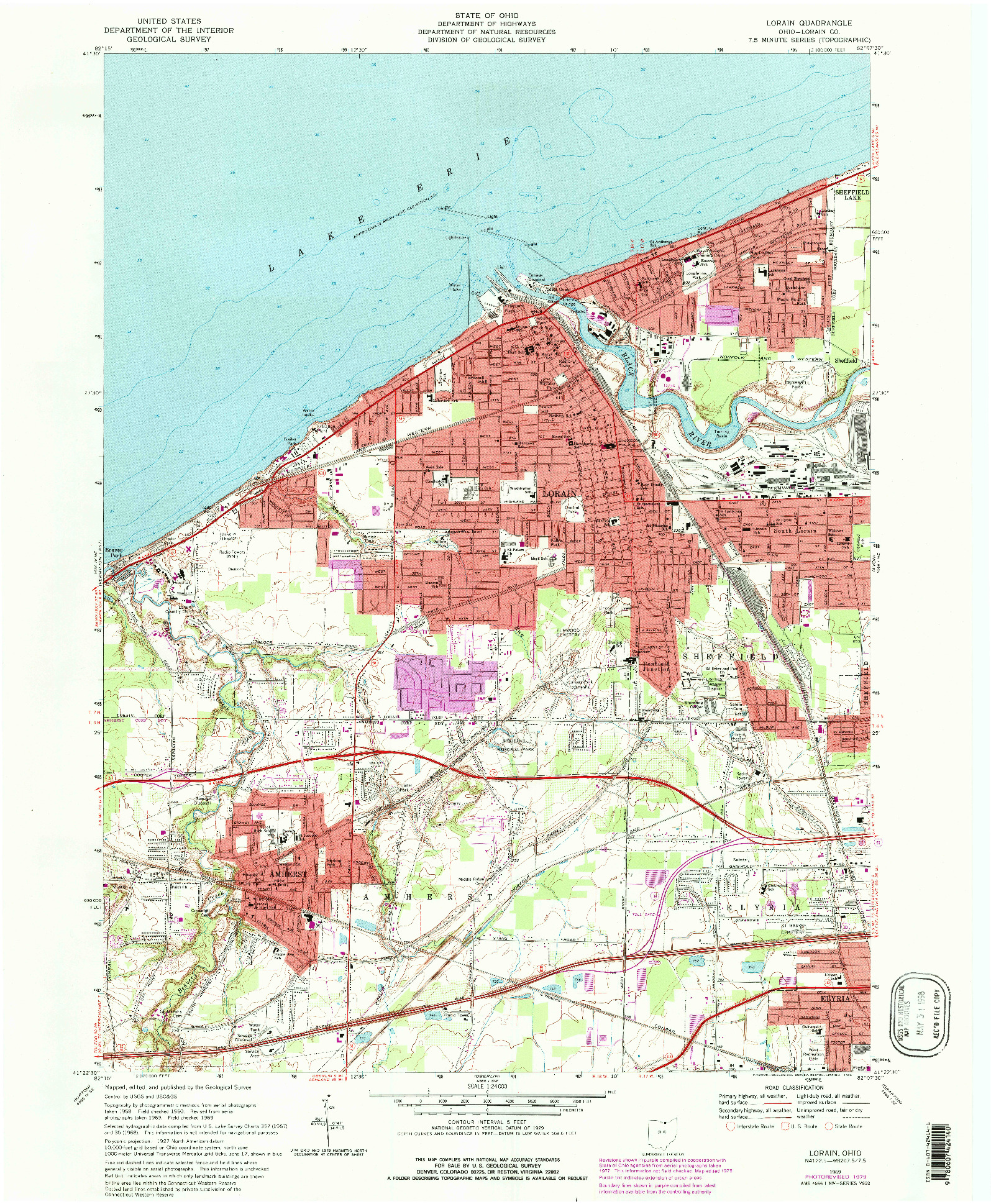 USGS 1:24000-SCALE QUADRANGLE FOR LORAIN, OH 1969