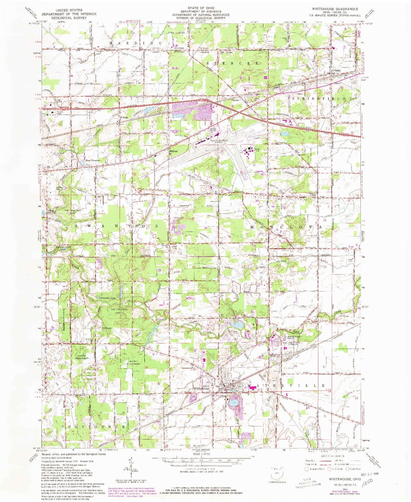 USGS 1:24000-SCALE QUADRANGLE FOR WHITEHOUSE, OH 1964
