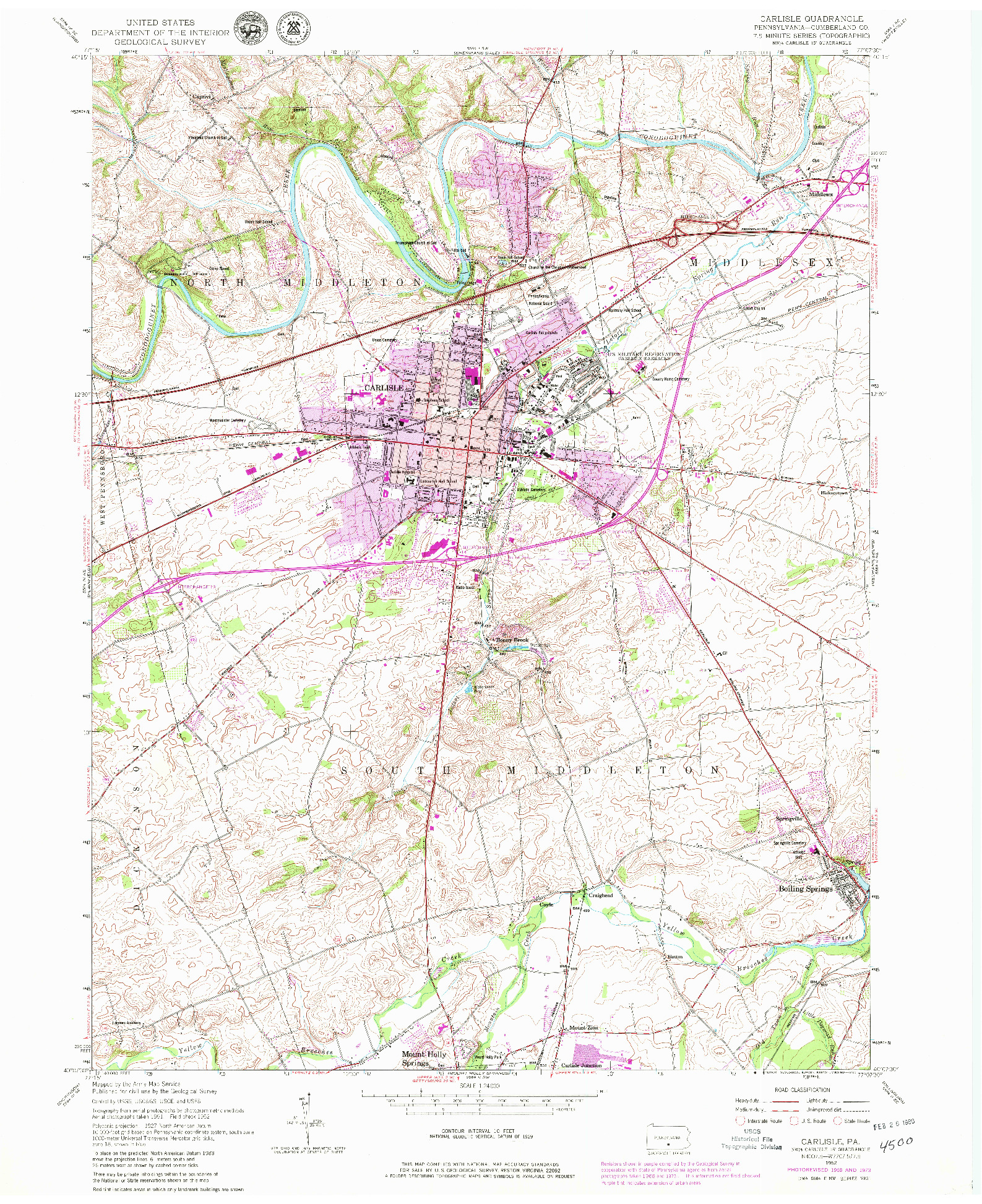 USGS 1:24000-SCALE QUADRANGLE FOR CARLISLE, PA 1952