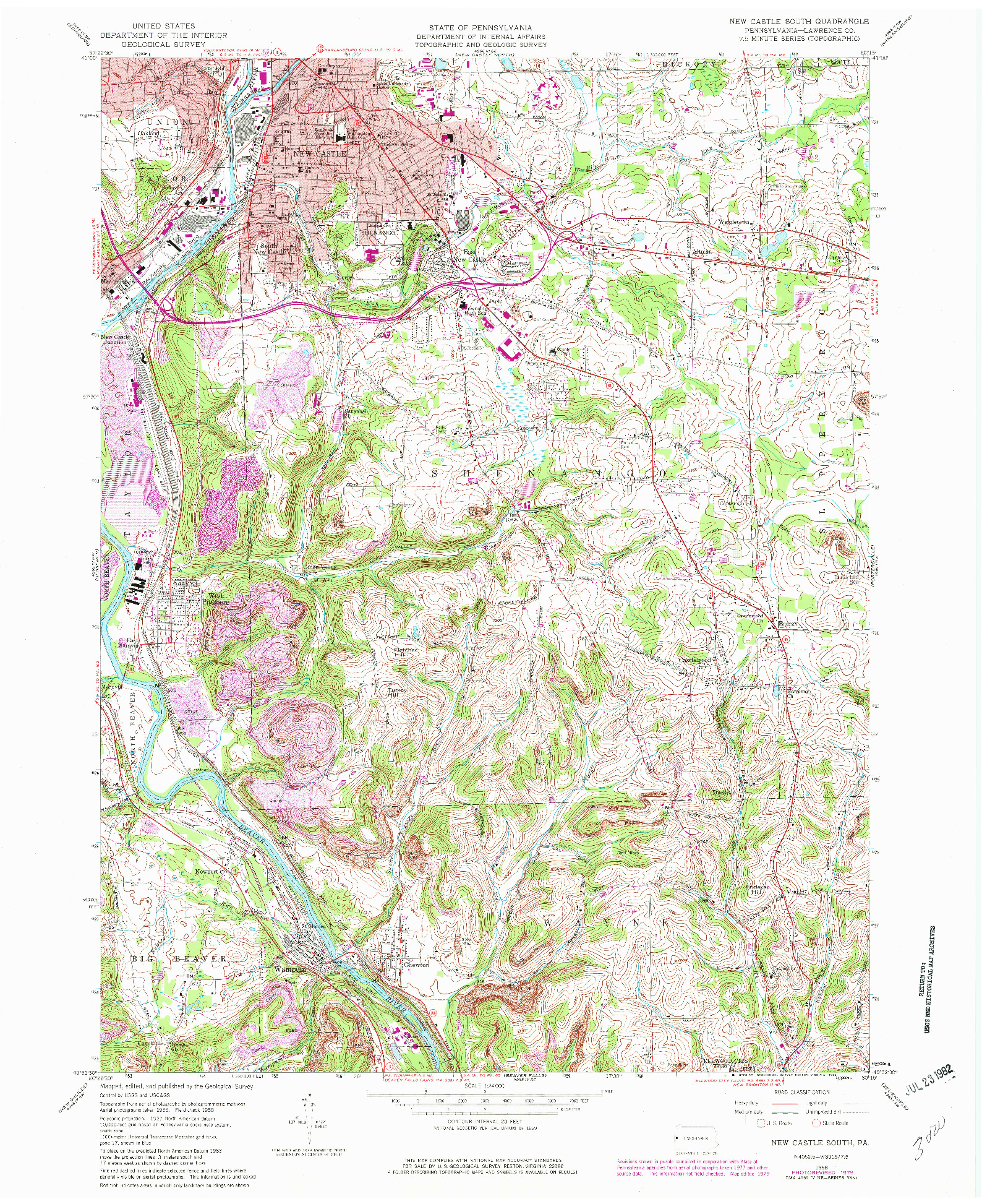 USGS 1:24000-SCALE QUADRANGLE FOR NEW CASTLE SOUTH, PA 1958