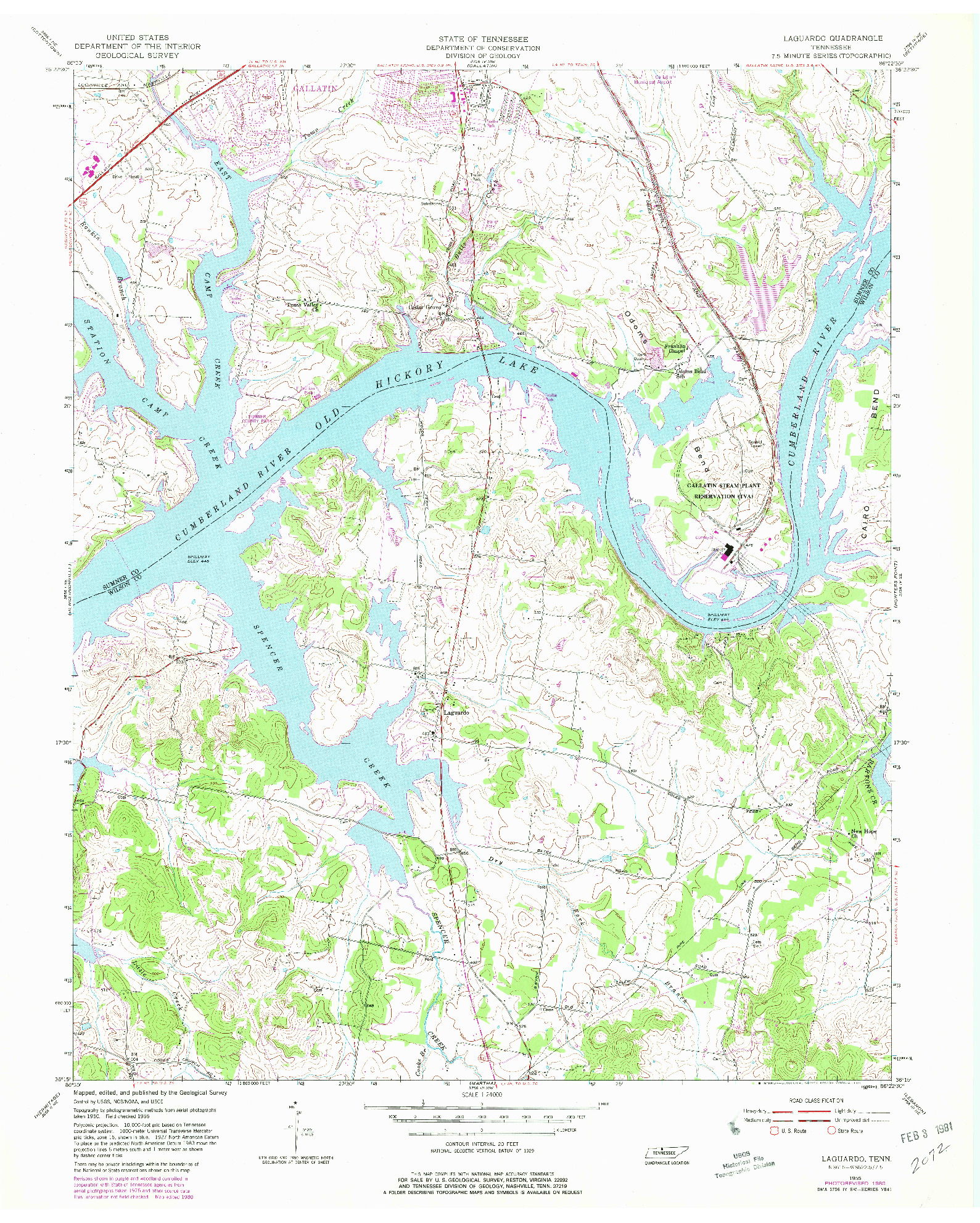 USGS 1:24000-SCALE QUADRANGLE FOR LAGUARDO, TN 1955