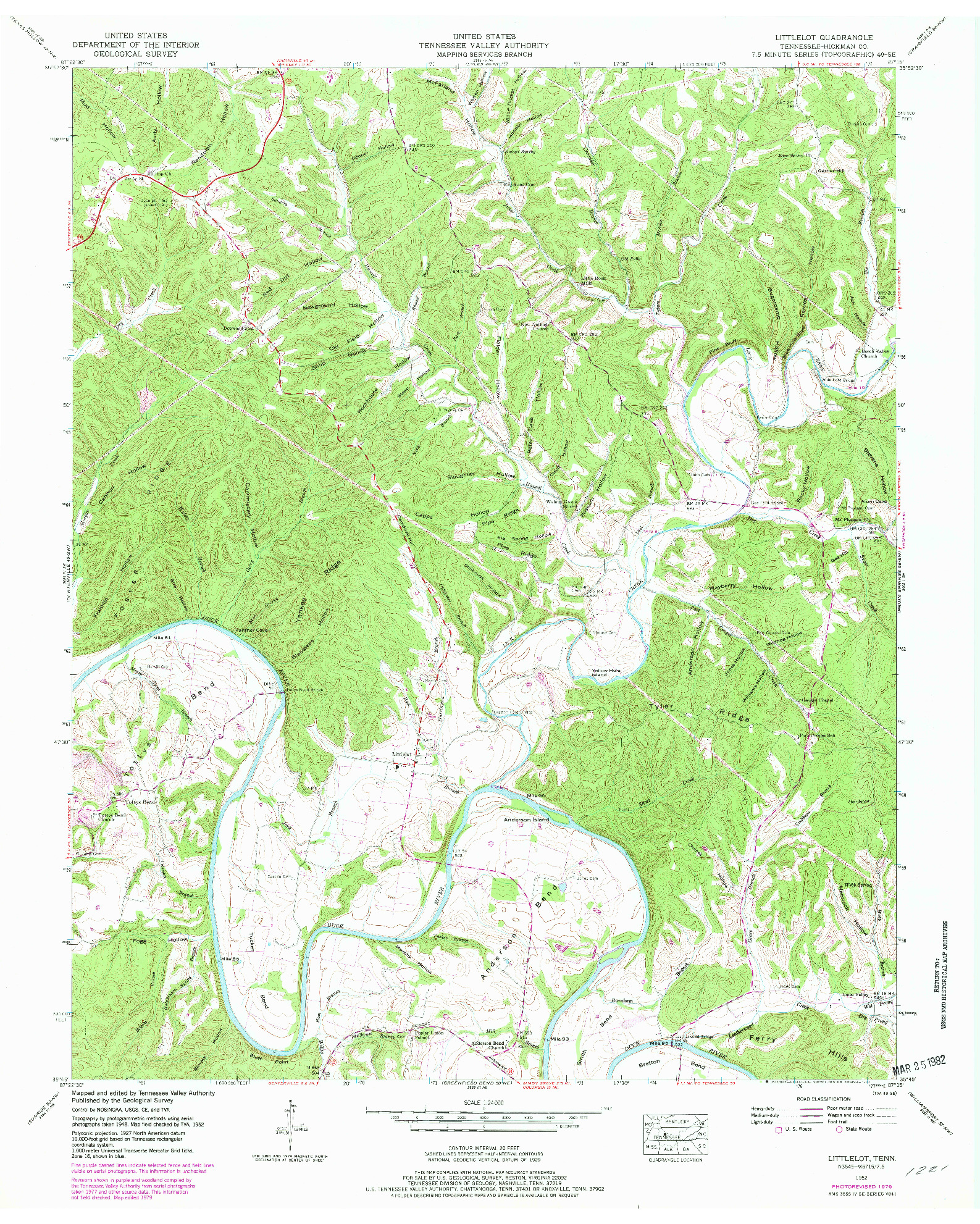 USGS 1:24000-SCALE QUADRANGLE FOR LITTLELOT, TN 1952