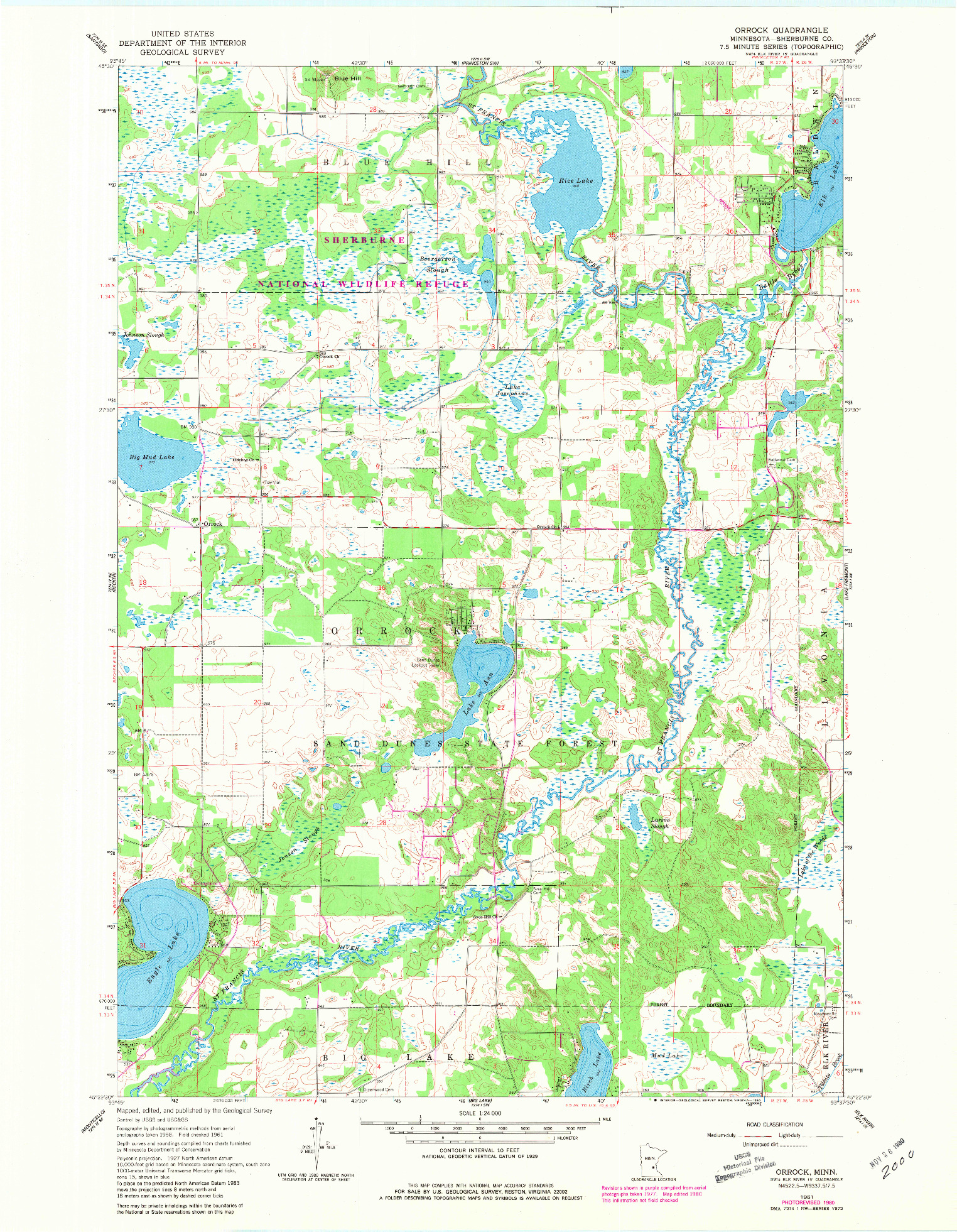 USGS 1:24000-SCALE QUADRANGLE FOR ORROCK, MN 1961