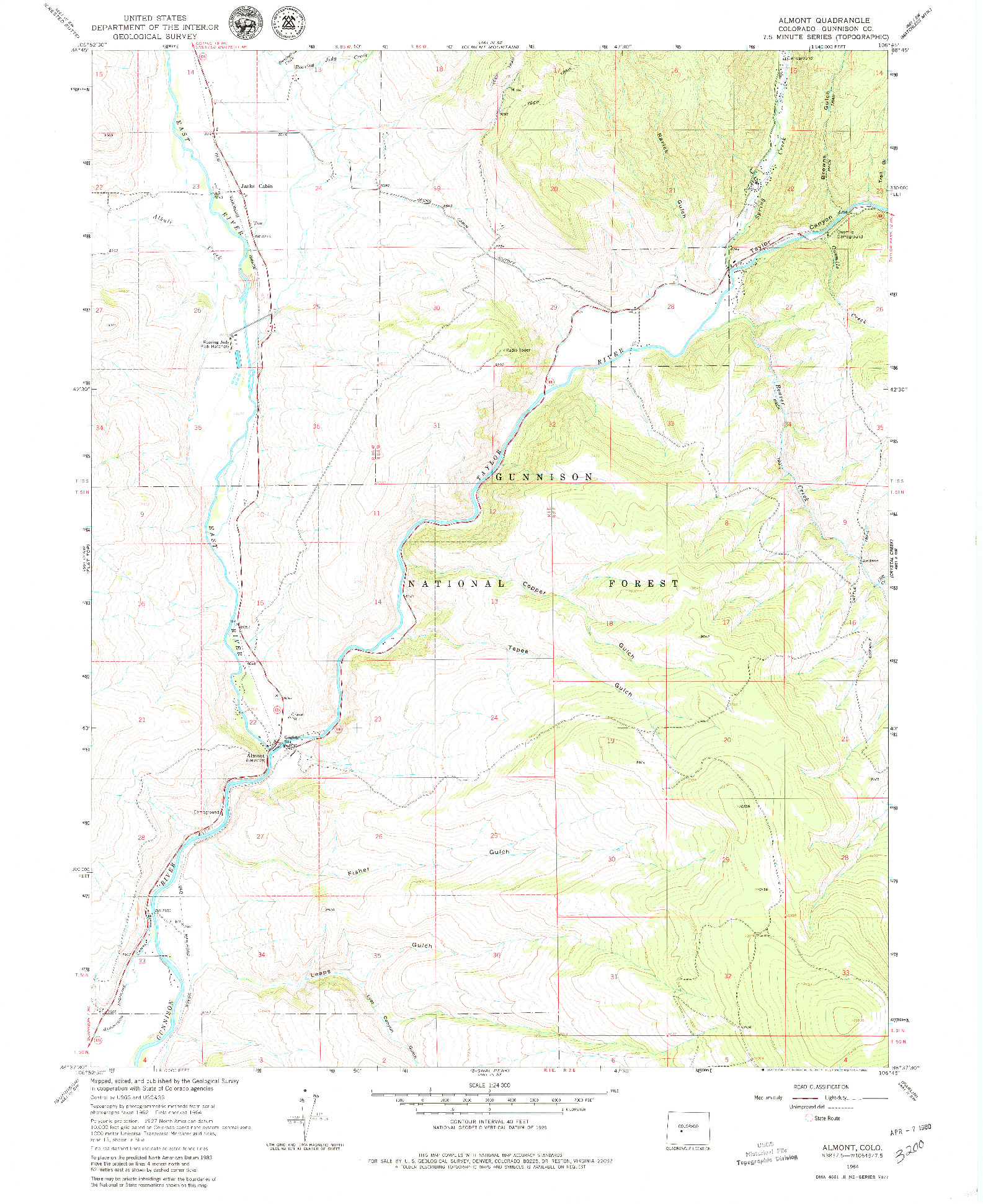 USGS 1:24000-SCALE QUADRANGLE FOR ALMONT, CO 1964