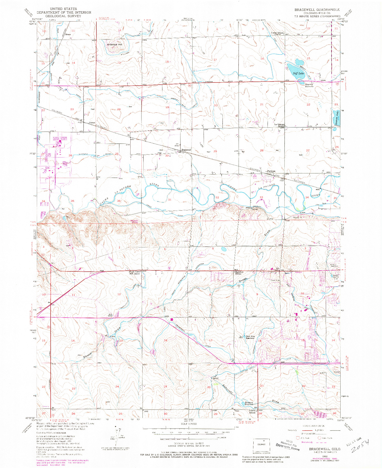 USGS 1:24000-SCALE QUADRANGLE FOR BRACEWELL, CO 1950