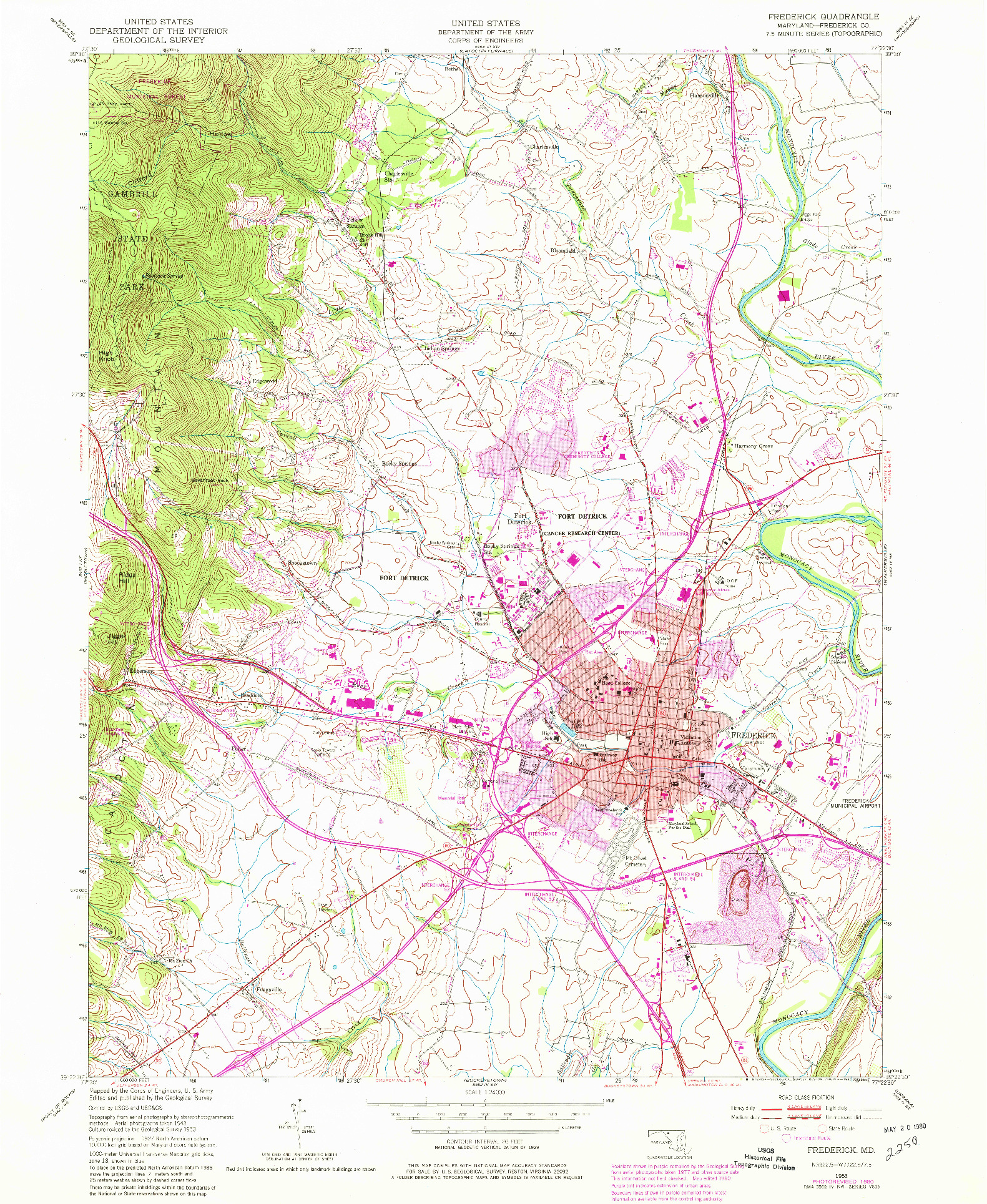 USGS 1:24000-SCALE QUADRANGLE FOR FREDERICK, MD 1953