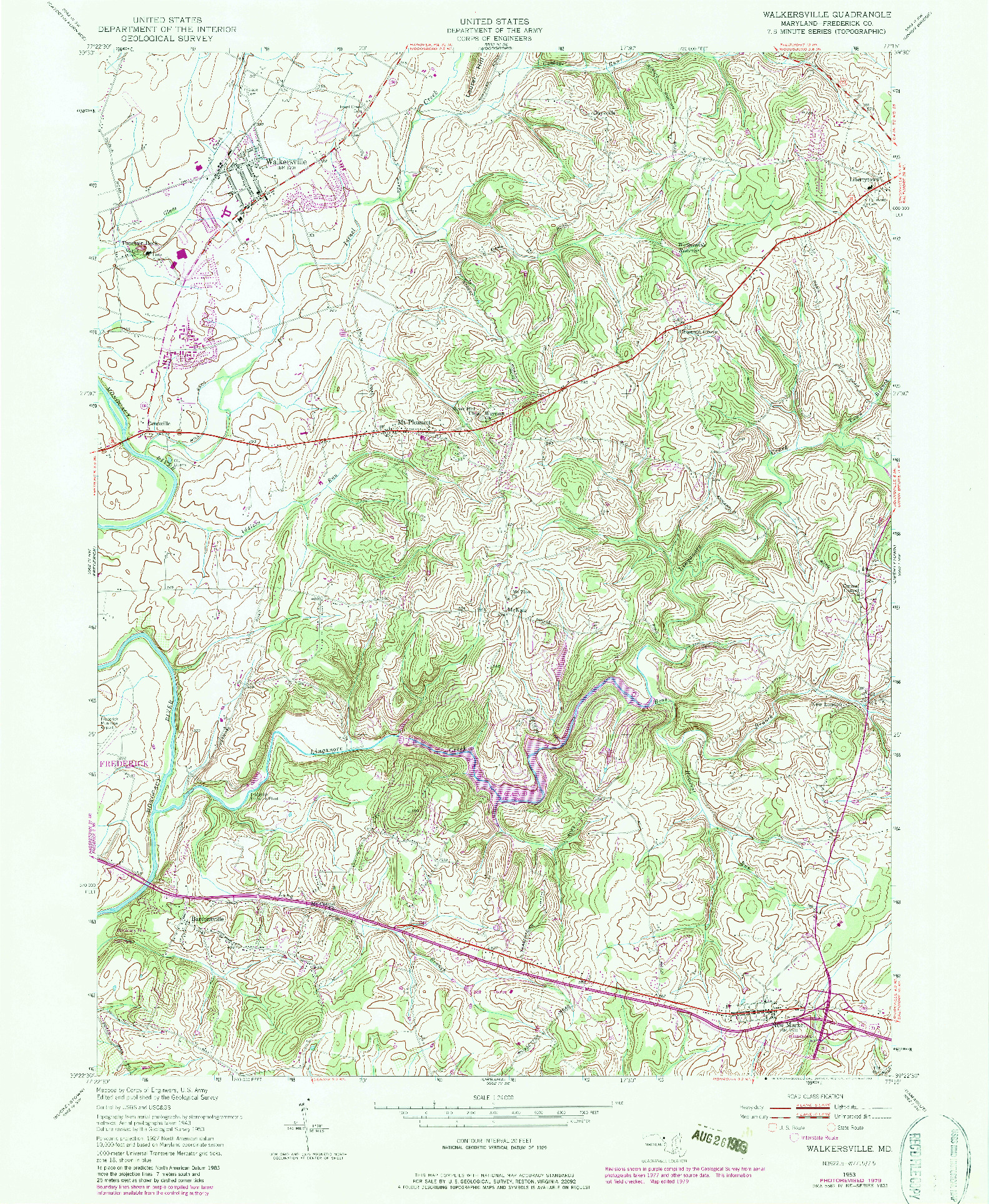 USGS 1:24000-SCALE QUADRANGLE FOR WALKERSVILLE, MD 1953