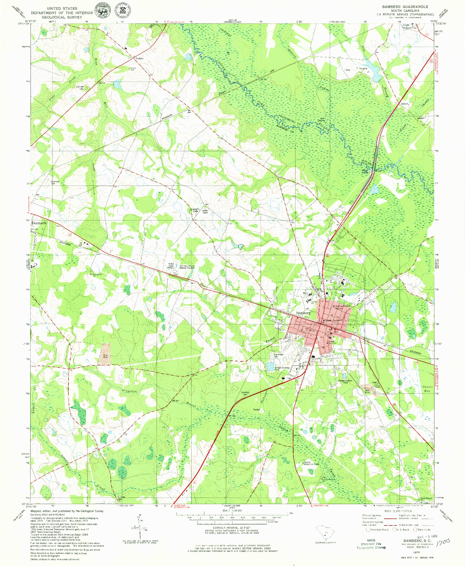 USGS 1:24000-SCALE QUADRANGLE FOR BAMBERG, SC 1979