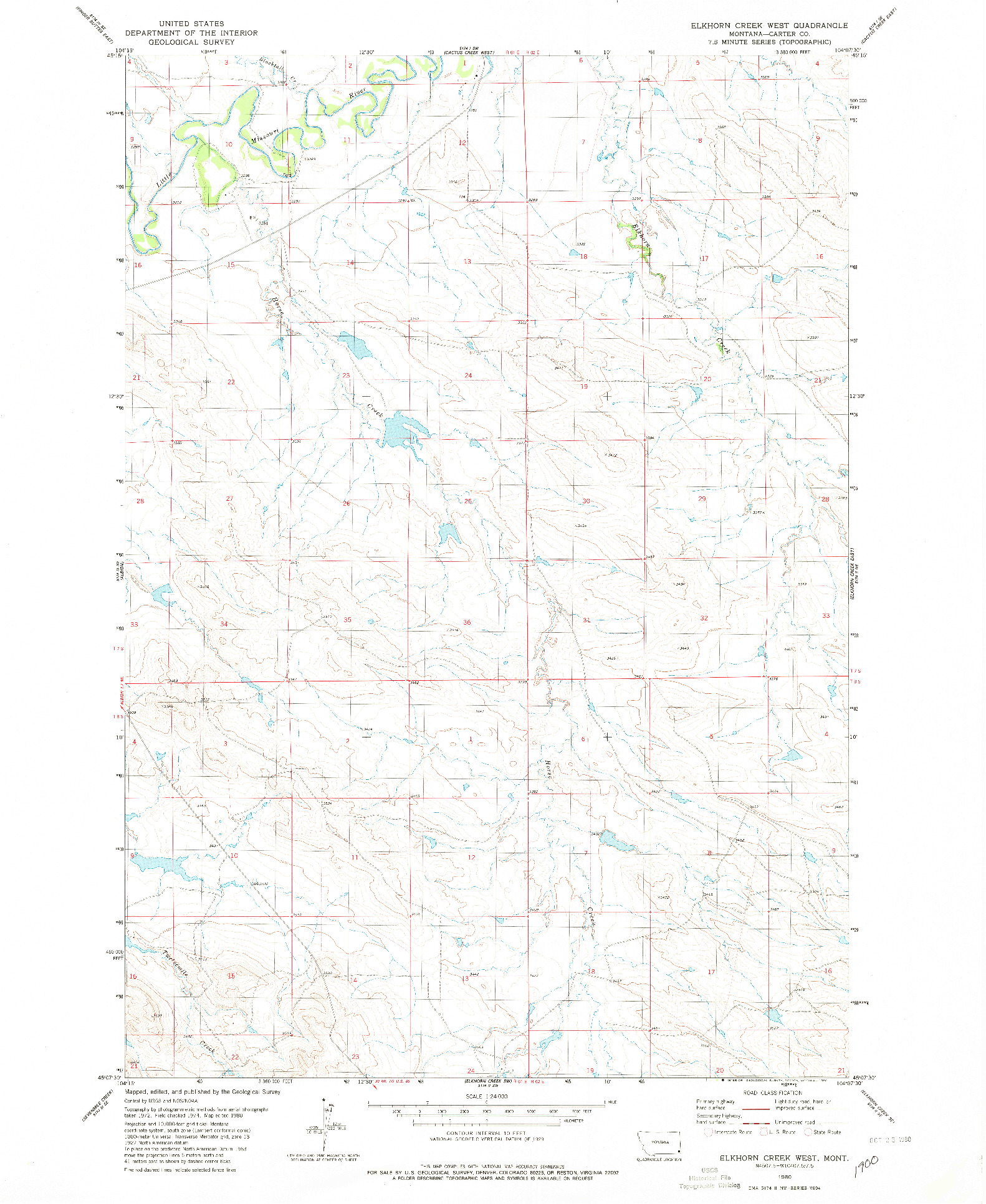 USGS 1:24000-SCALE QUADRANGLE FOR ELKHORN CREEK WEST, MT 1980