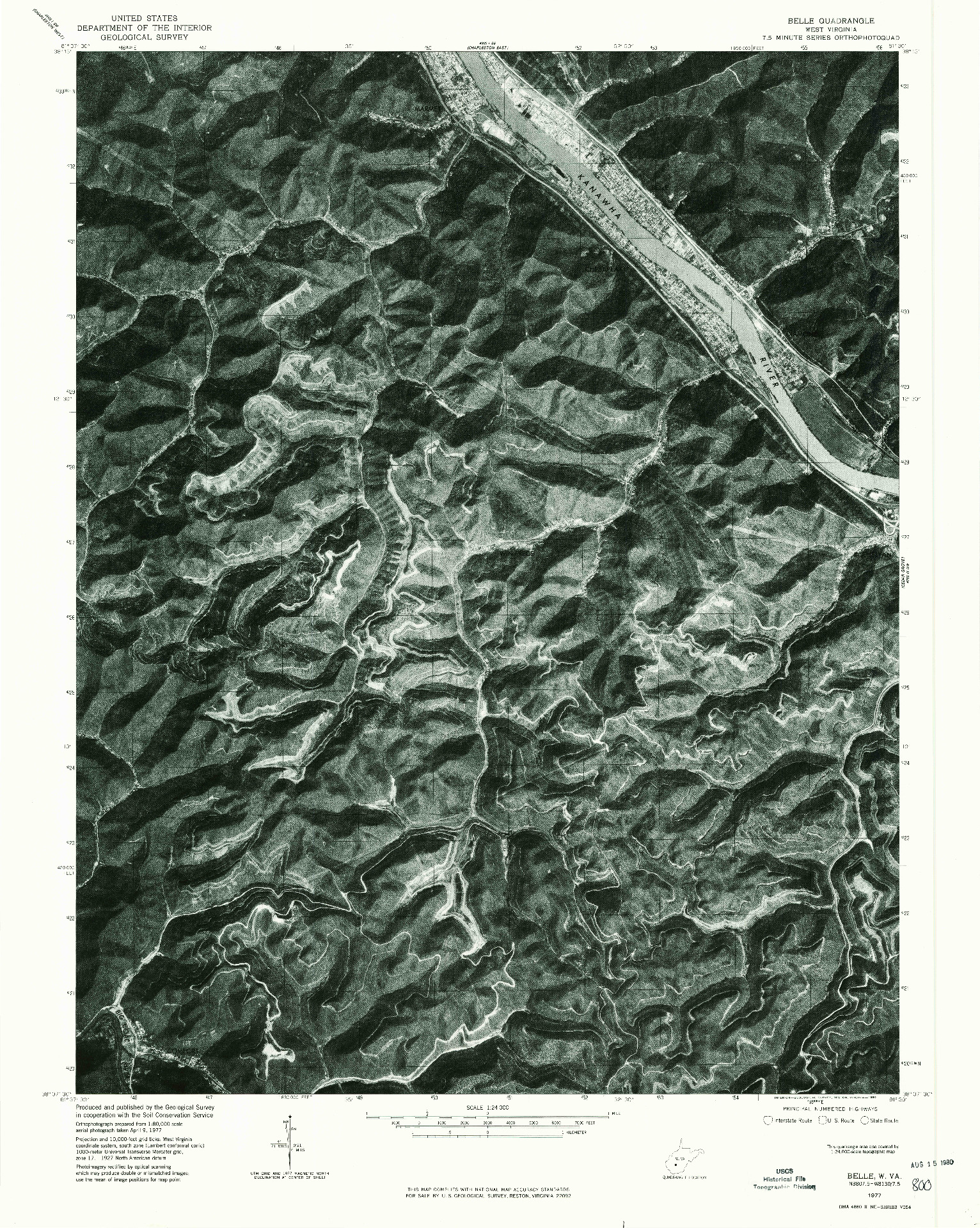 USGS 1:24000-SCALE QUADRANGLE FOR BELLE, WV 1977