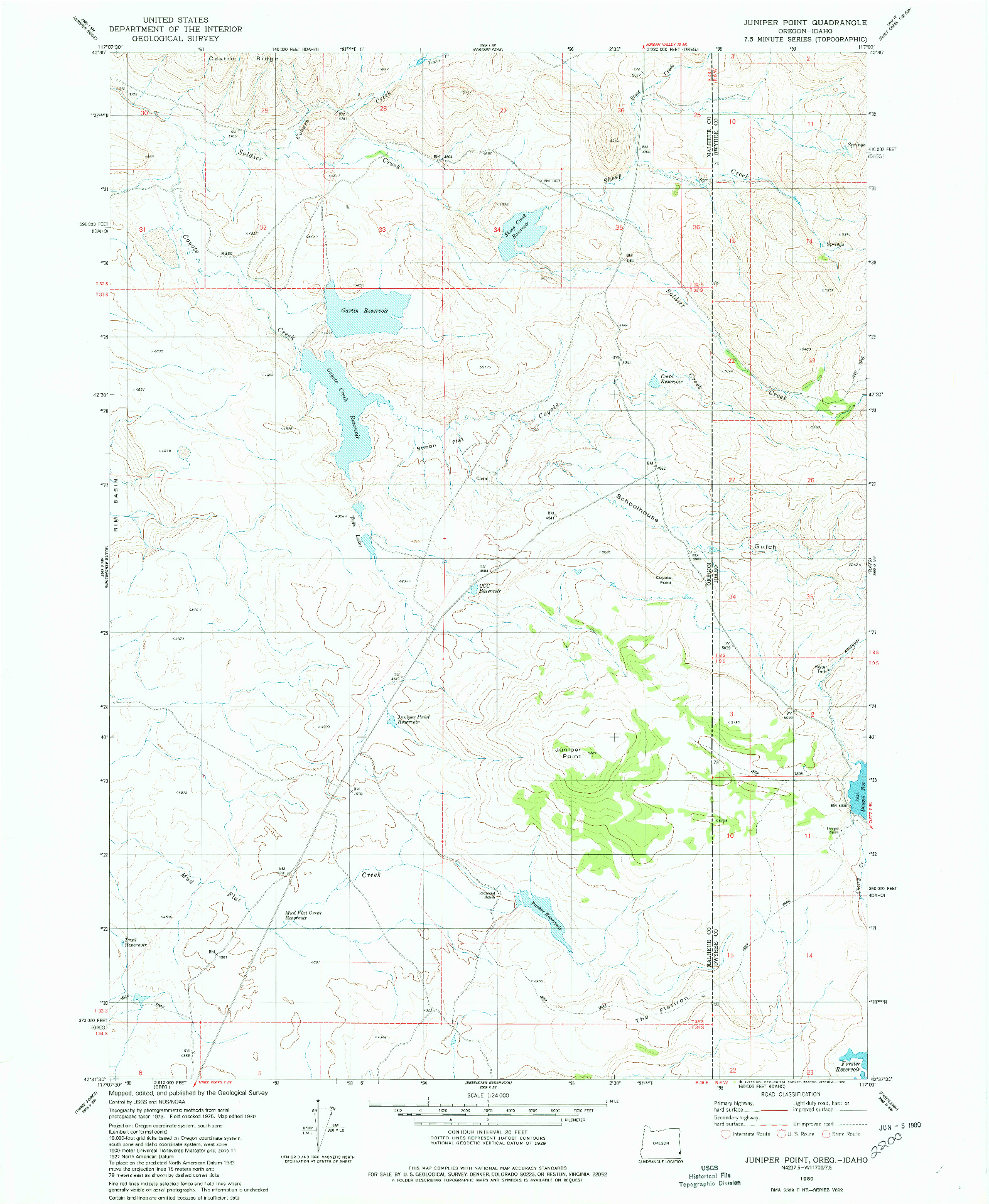 USGS 1:24000-SCALE QUADRANGLE FOR JUNIPER POINT, OR 1980