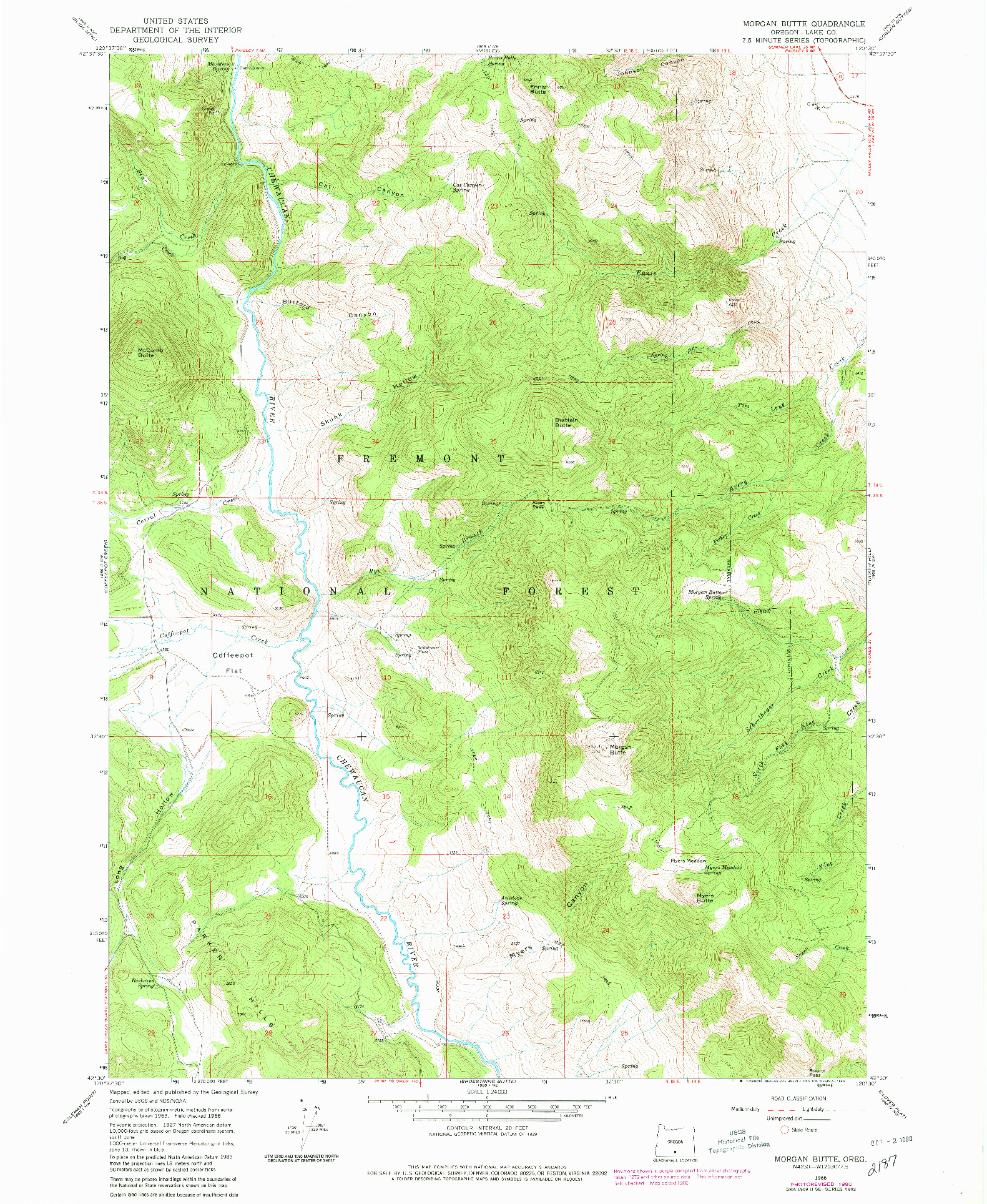 USGS 1:24000-SCALE QUADRANGLE FOR MORGAN BUTTE, OR 1966