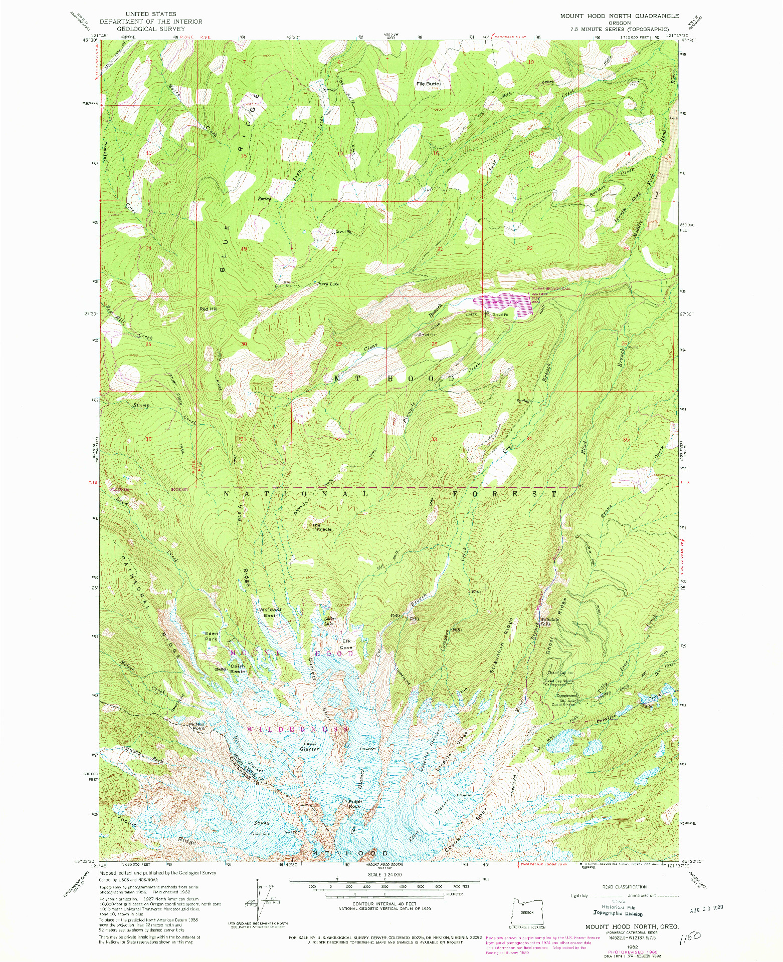 USGS 1:24000-SCALE QUADRANGLE FOR MOUNT HOOD NORTH, OR 1962