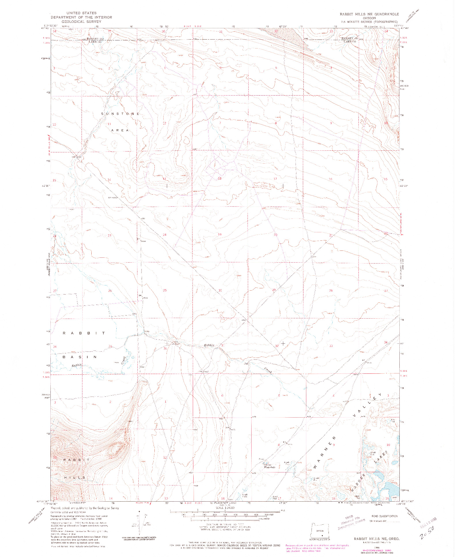 USGS 1:24000-SCALE QUADRANGLE FOR RABBIT HILLS NE, OR 1966