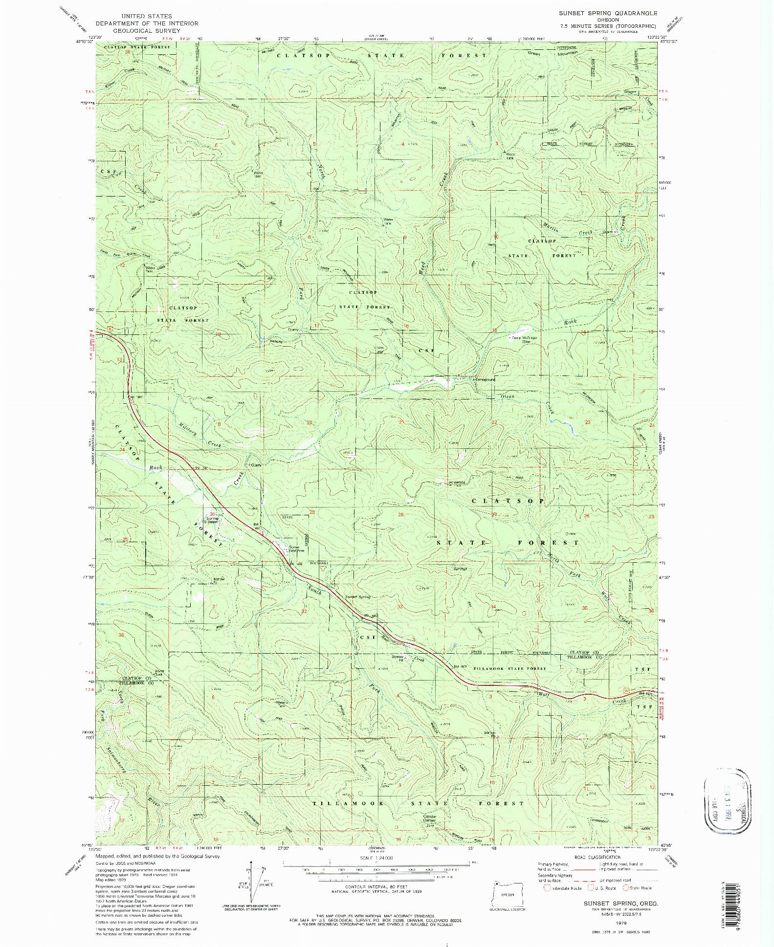 USGS 1:24000-SCALE QUADRANGLE FOR SUNSET SPRING, OR 1979