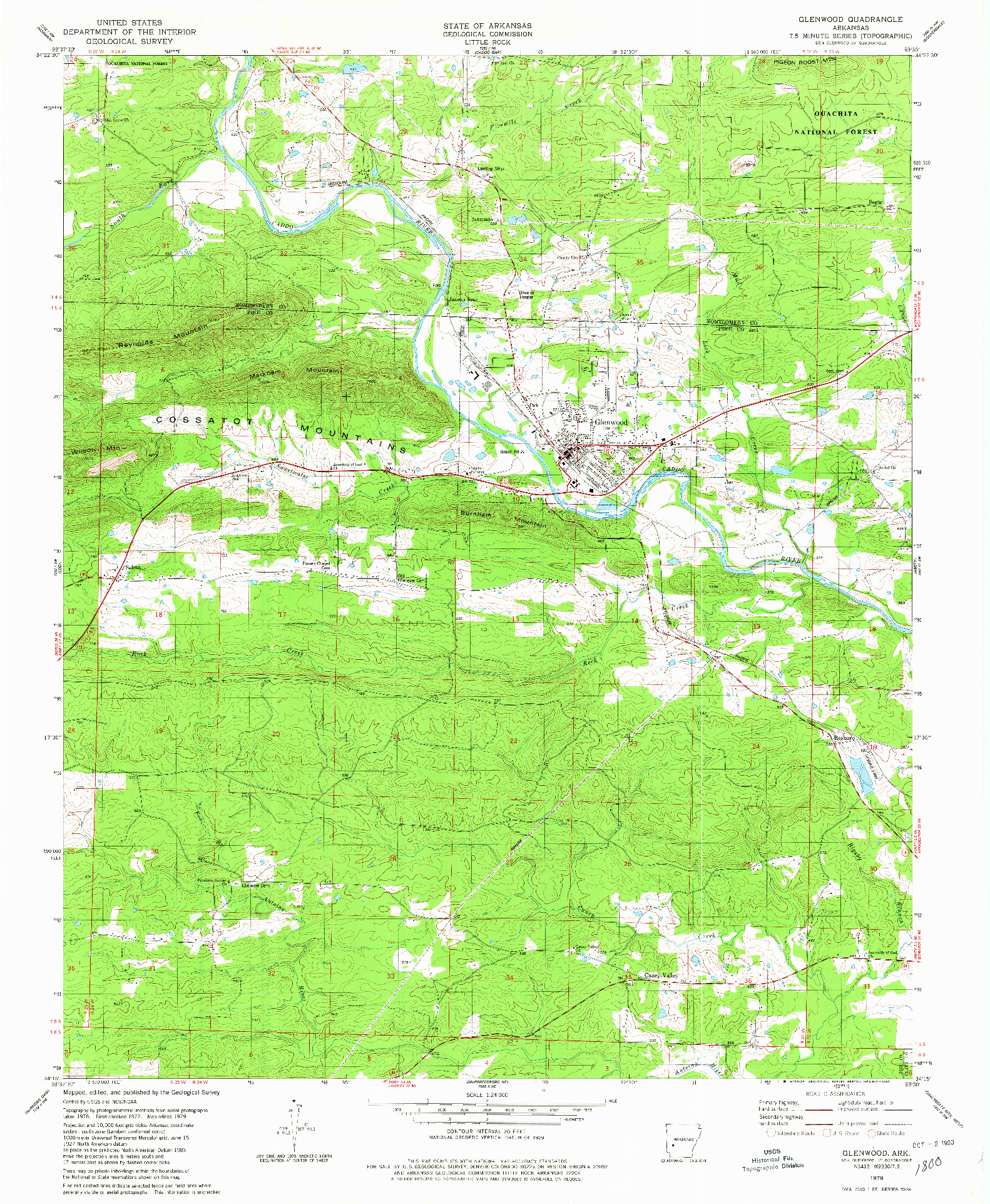 USGS 1:24000-SCALE QUADRANGLE FOR GLENWOOD, AR 1979