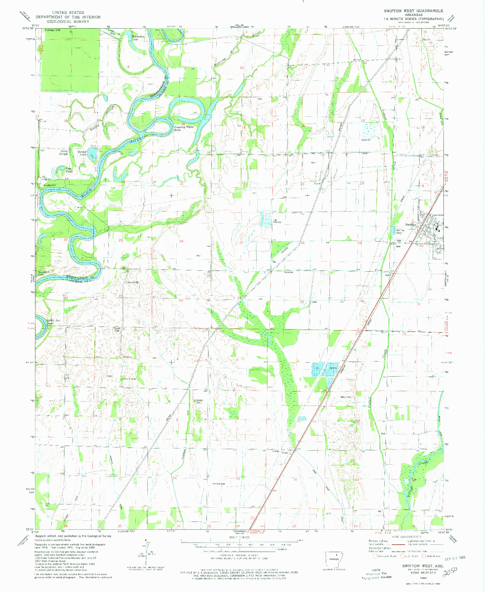 USGS 1:24000-SCALE QUADRANGLE FOR SWIFTON WEST, AR 1980