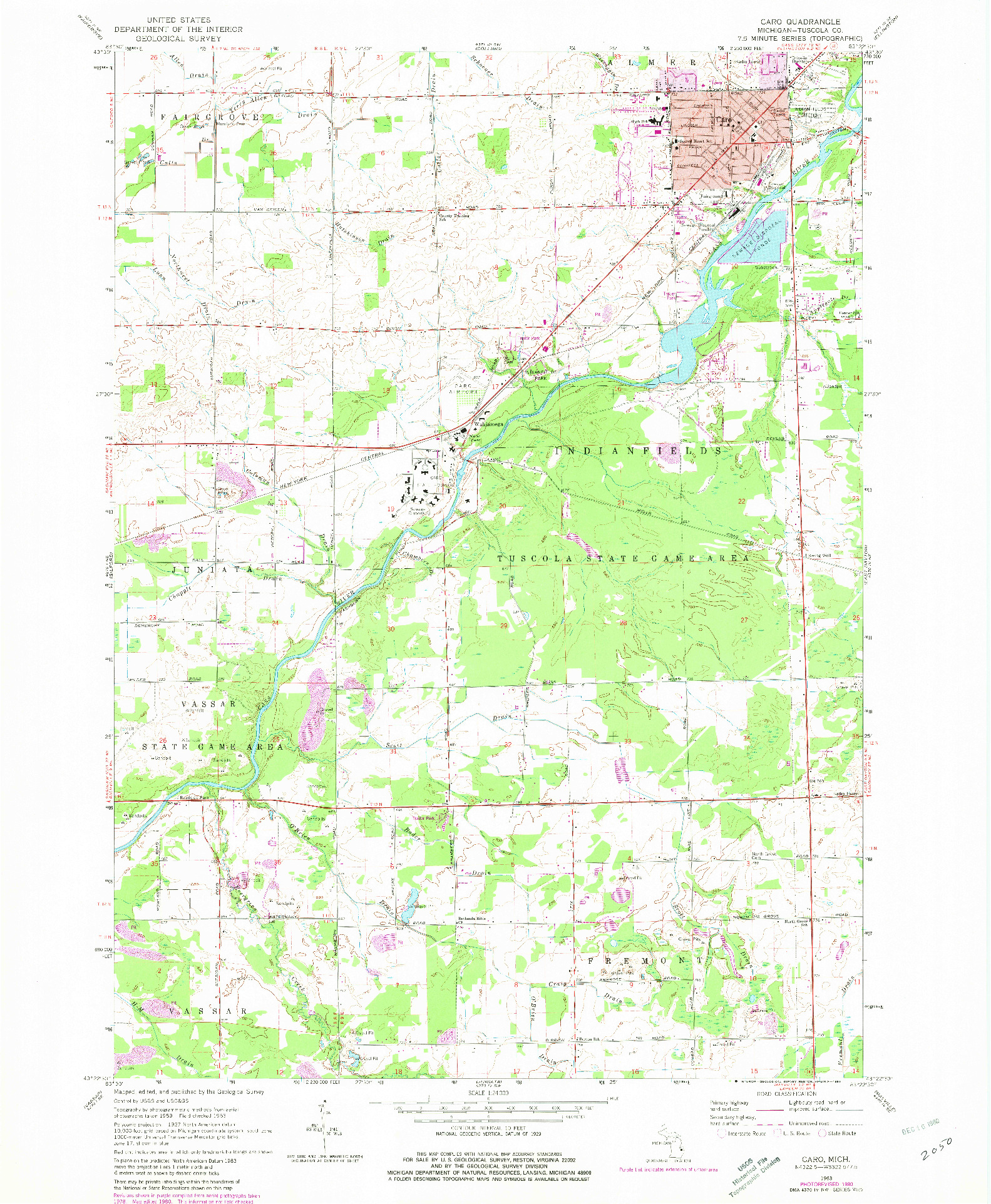 USGS 1:24000-SCALE QUADRANGLE FOR CARO, MI 1963