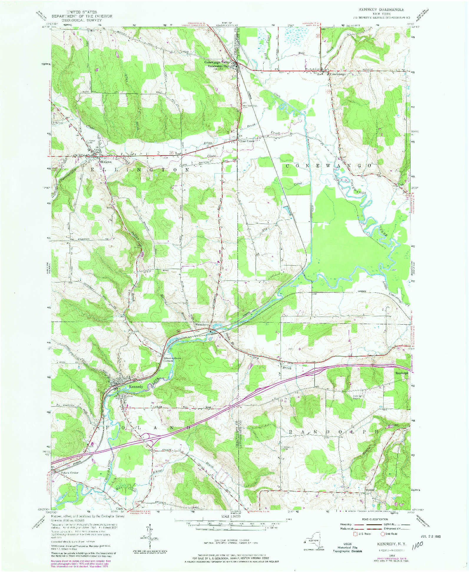 USGS 1:24000-SCALE QUADRANGLE FOR KENNEDY, NY 1979