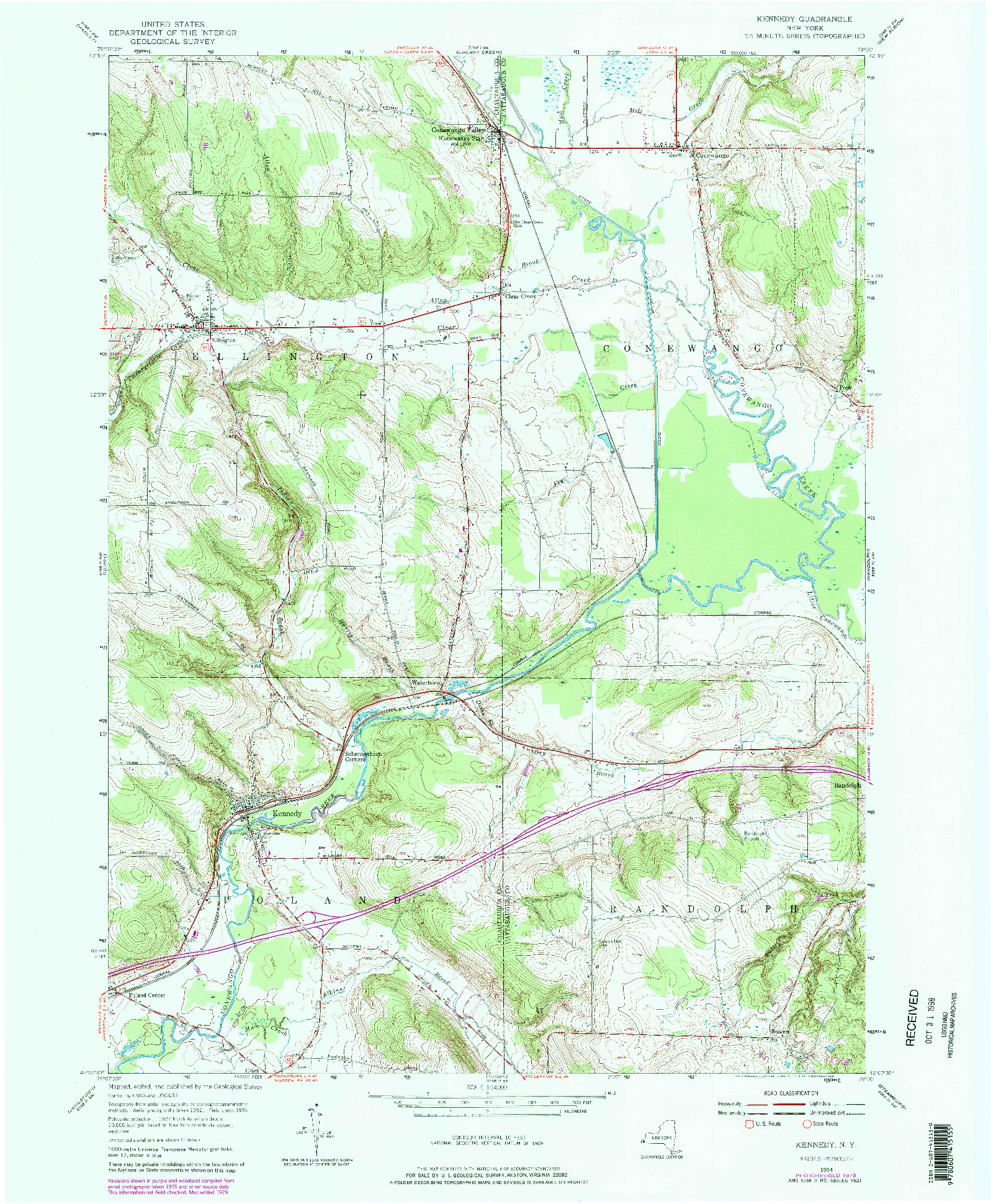 USGS 1:24000-SCALE QUADRANGLE FOR KENNEDY, NY 1954