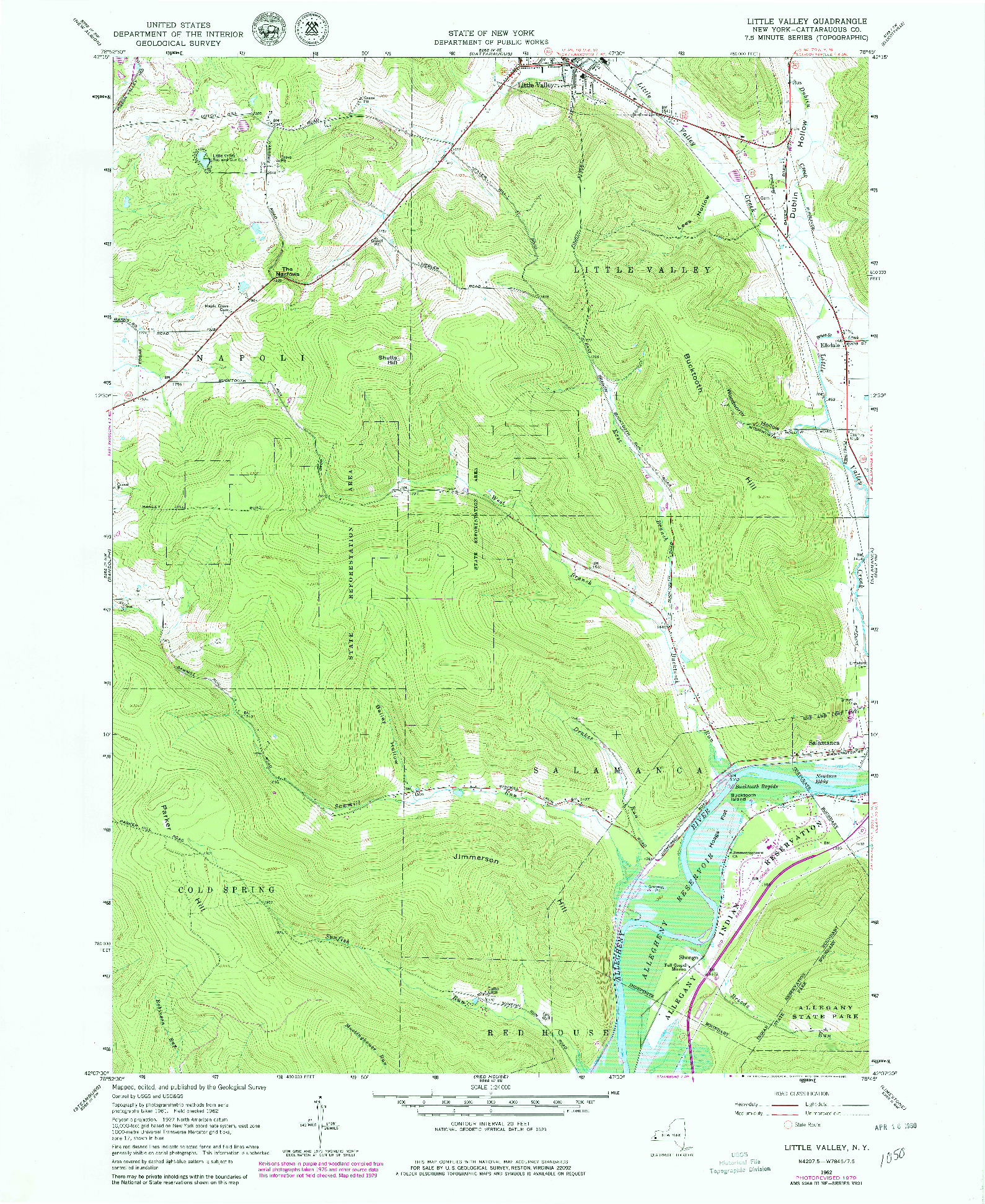 USGS 1:24000-SCALE QUADRANGLE FOR LITTLE VALLEY, NY 1962