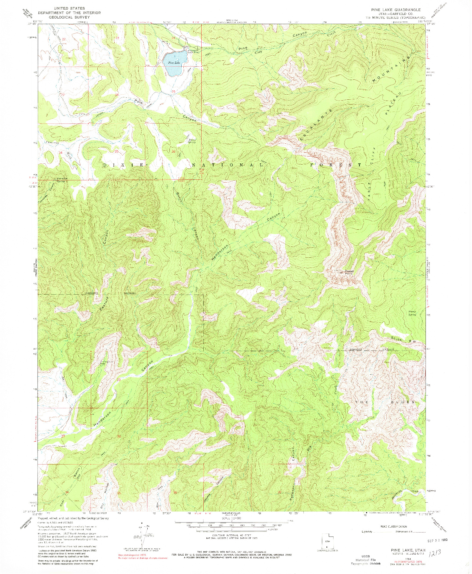 USGS 1:24000-SCALE QUADRANGLE FOR PINE LAKE, UT 1964
